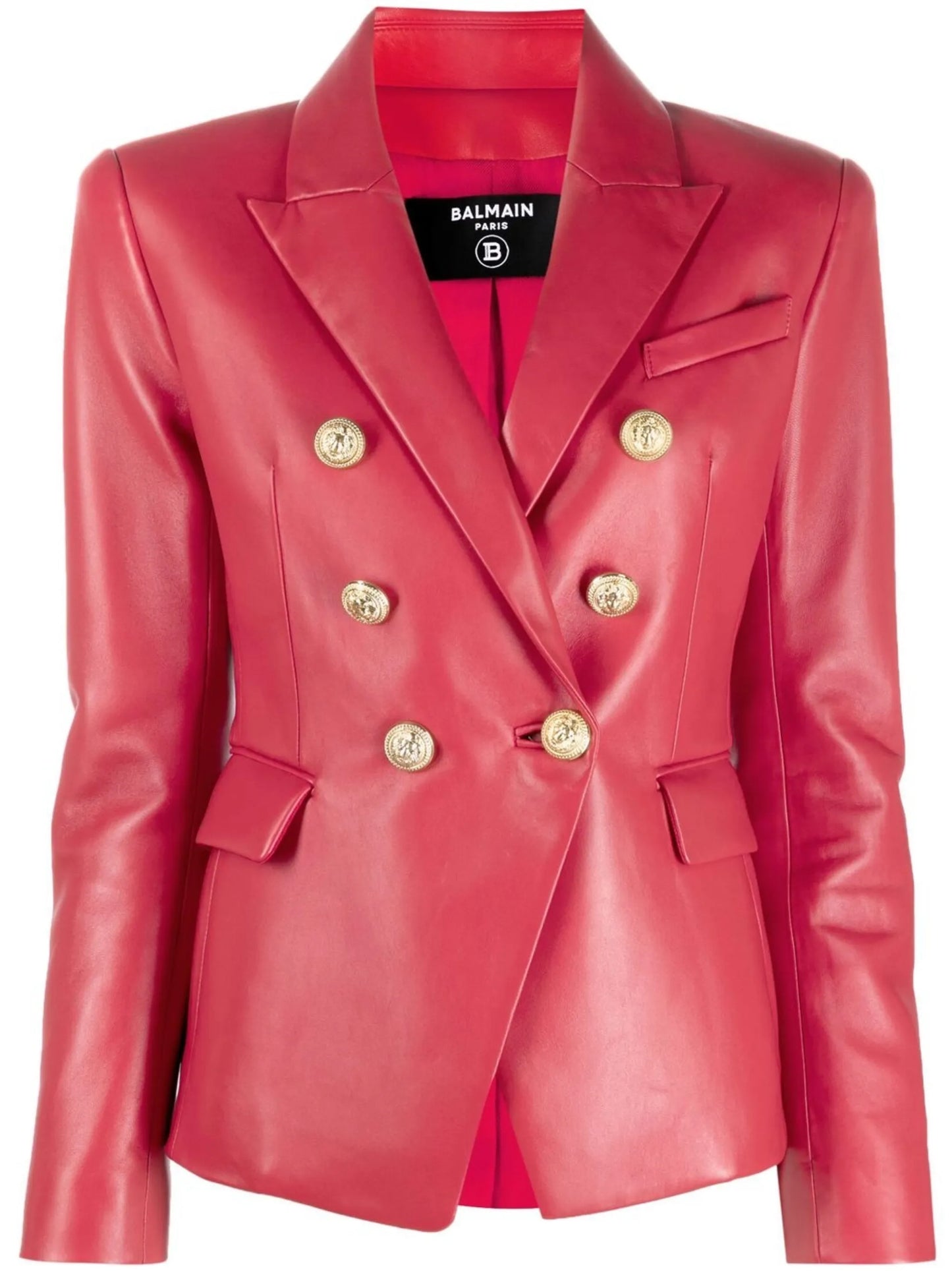 double-breasted leather blazer jacket