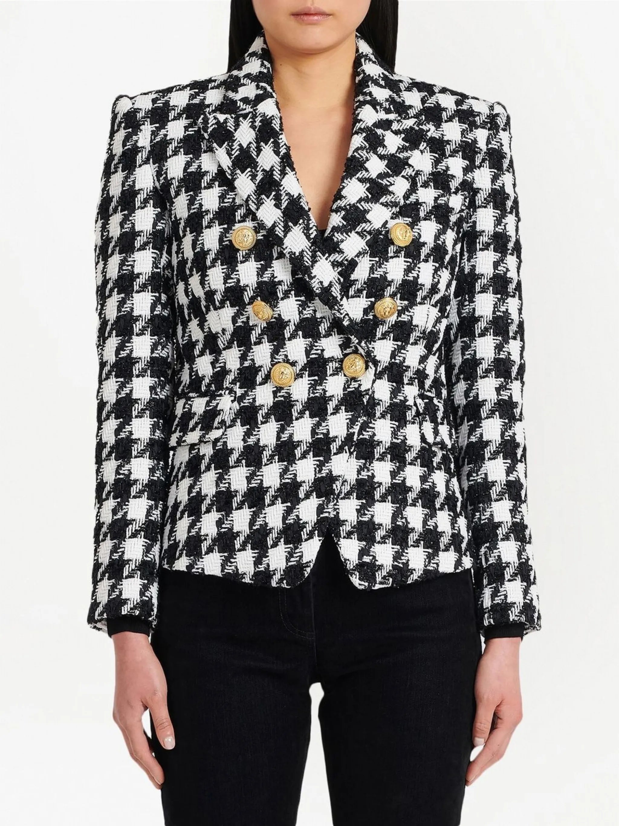 houndstooth tweed blazer