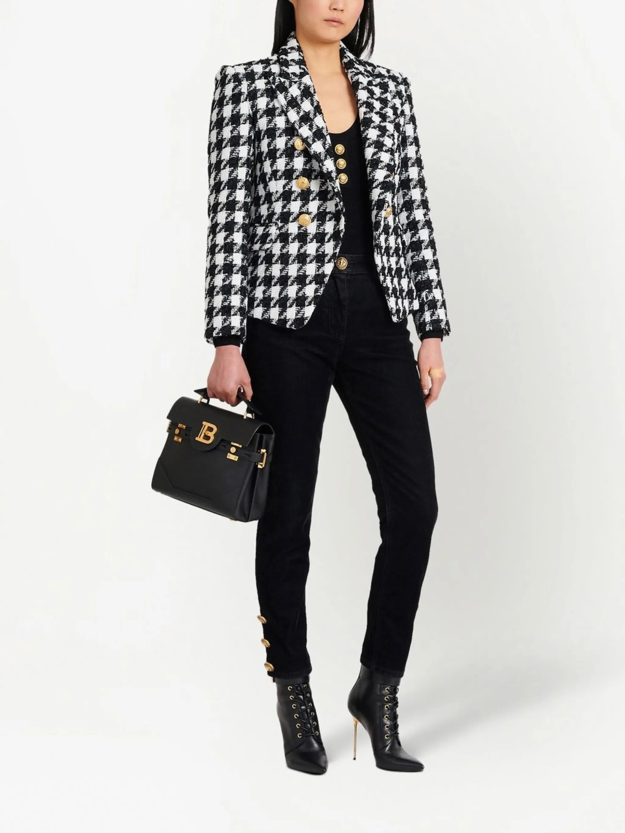 houndstooth tweed blazer