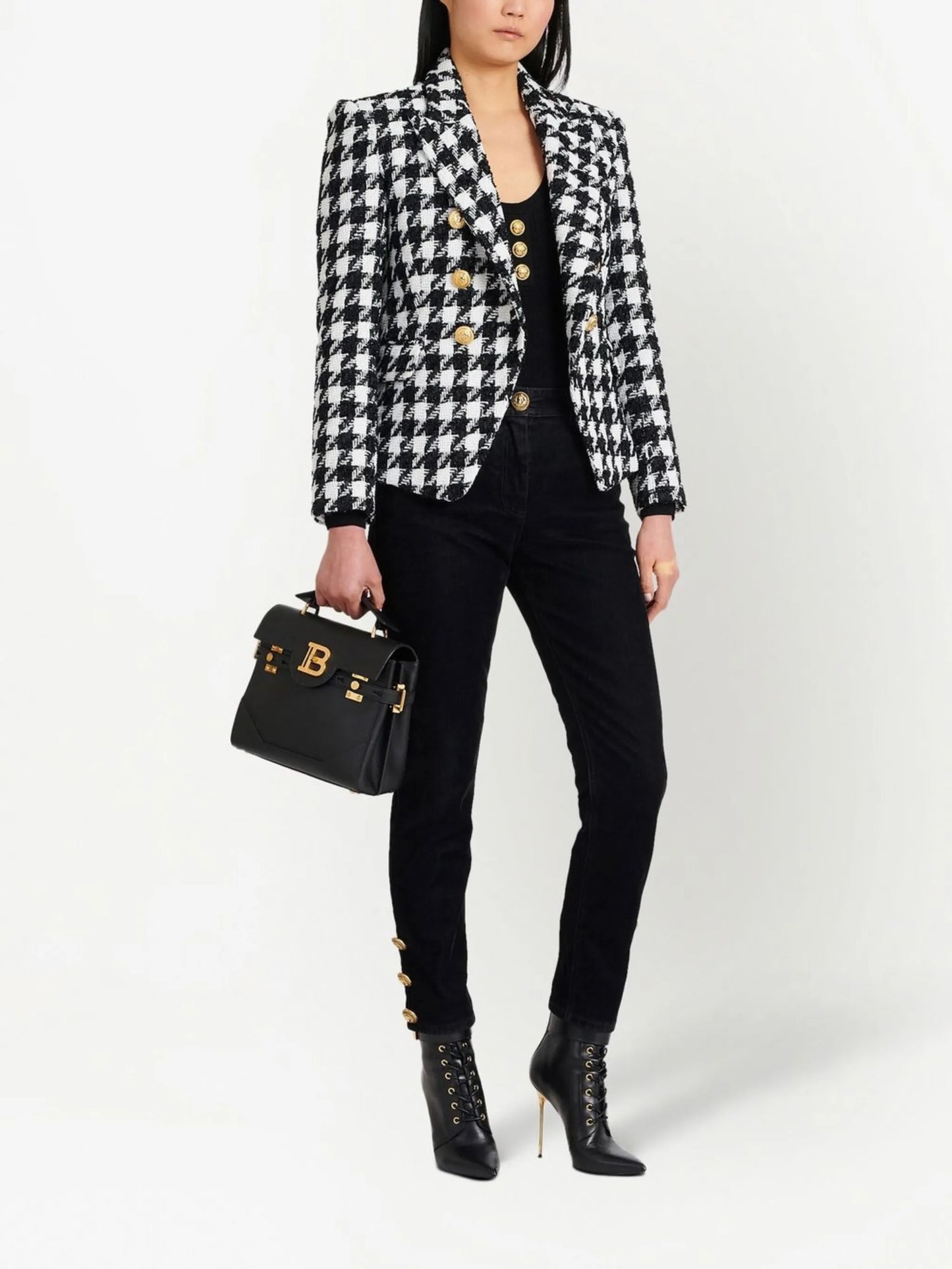 houndstooth tweed blazer