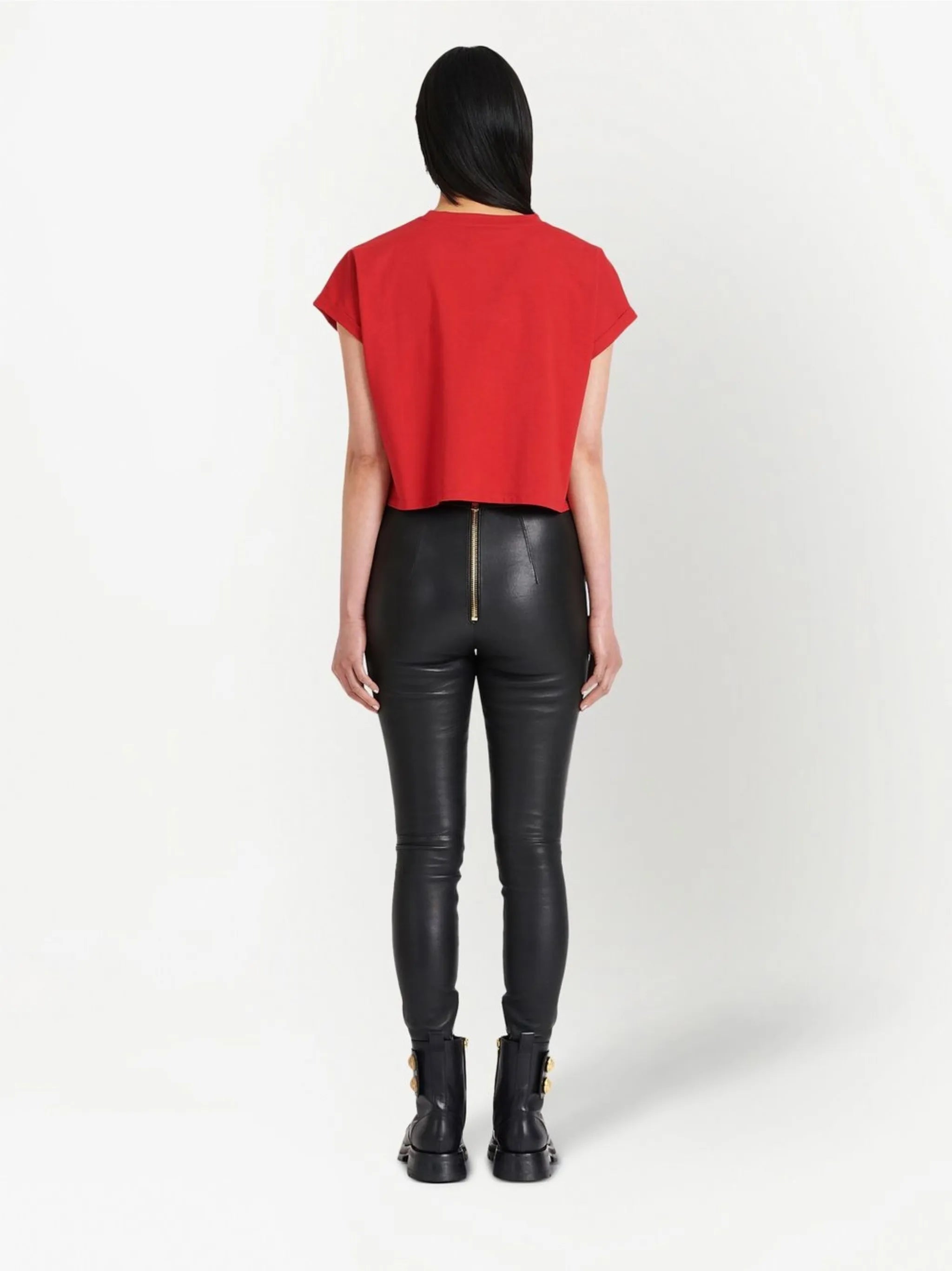 logo-print cropped T-shirt