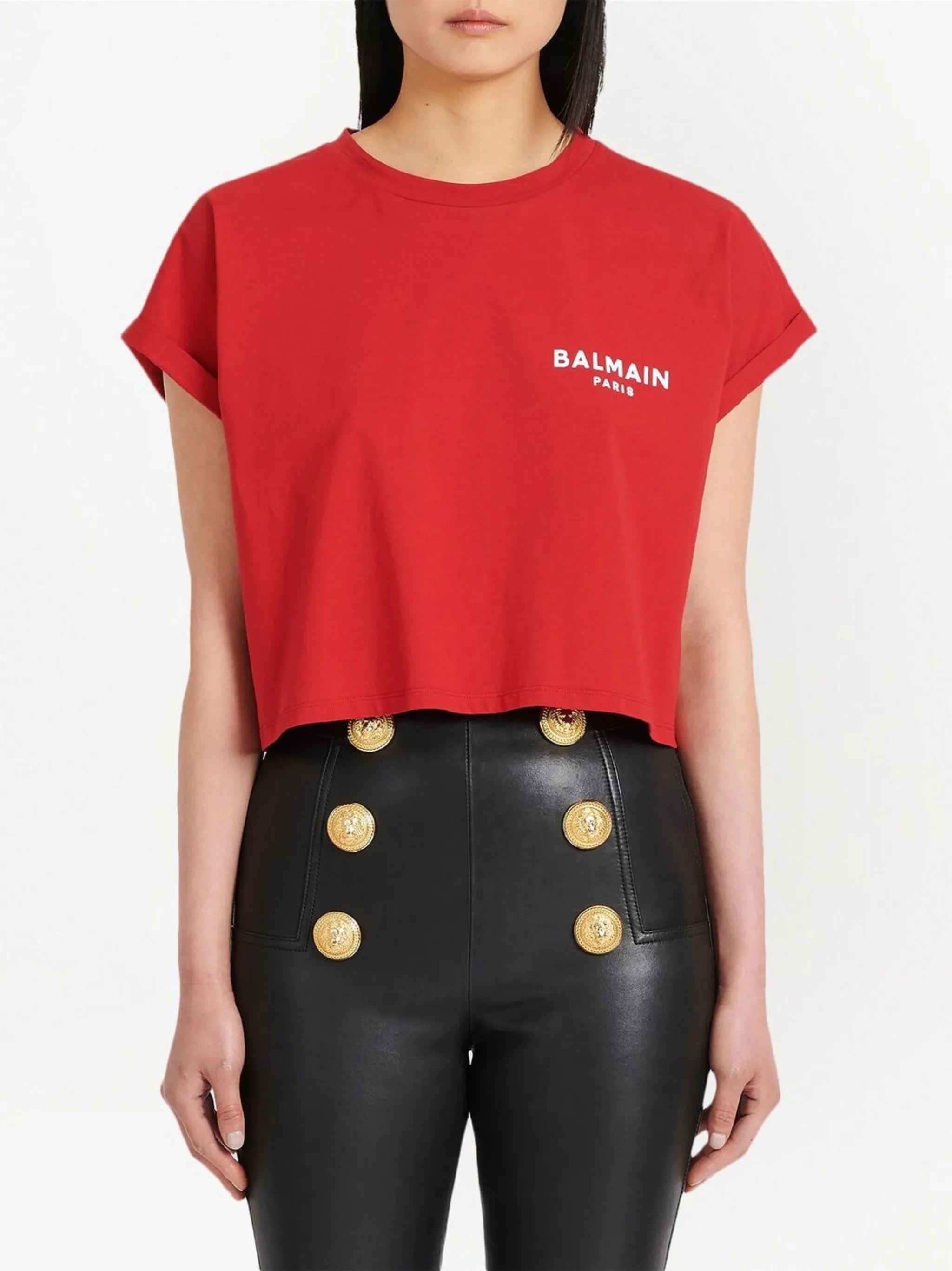 logo-print cropped T-shirt