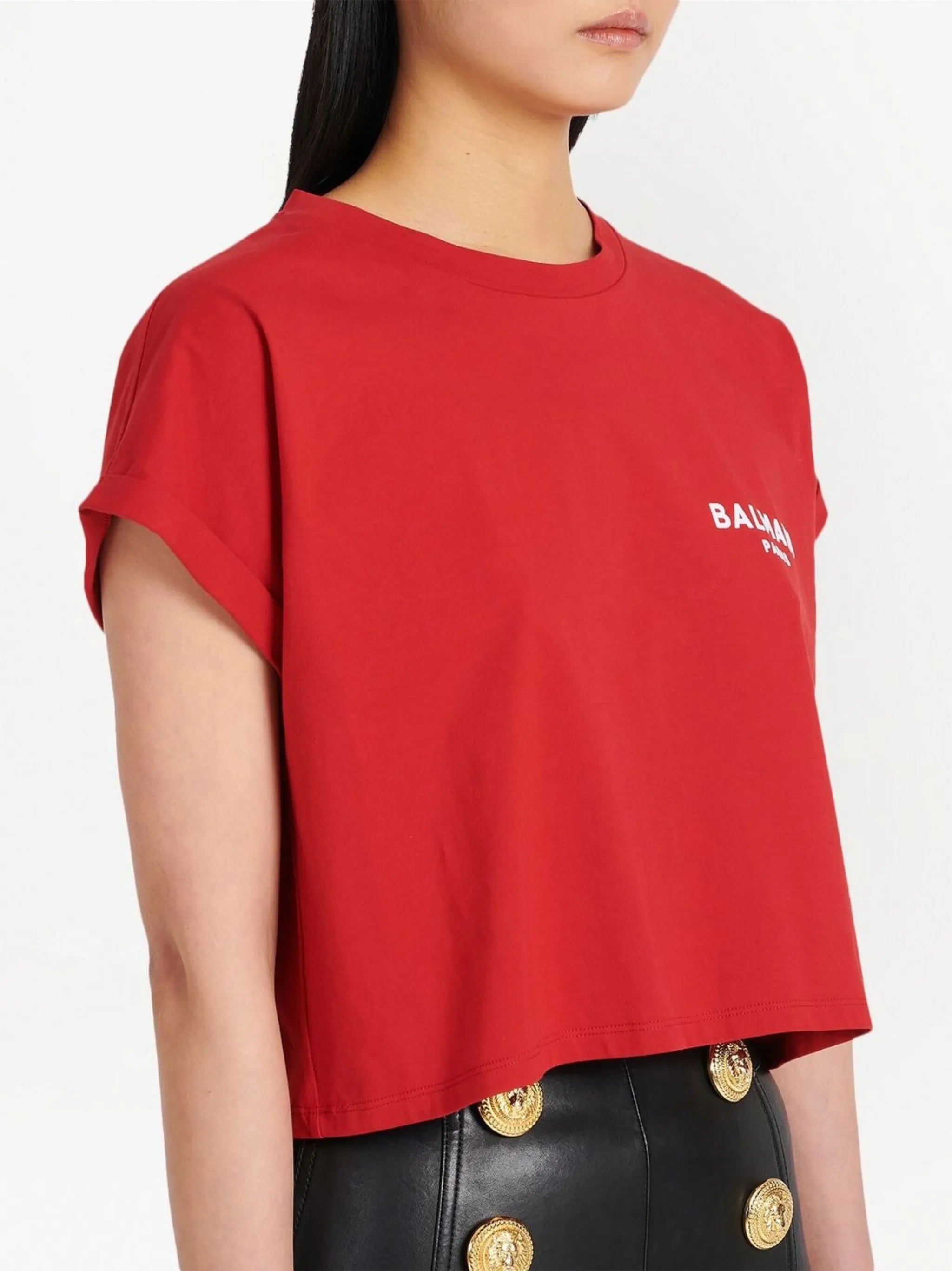 logo-print cropped T-shirt