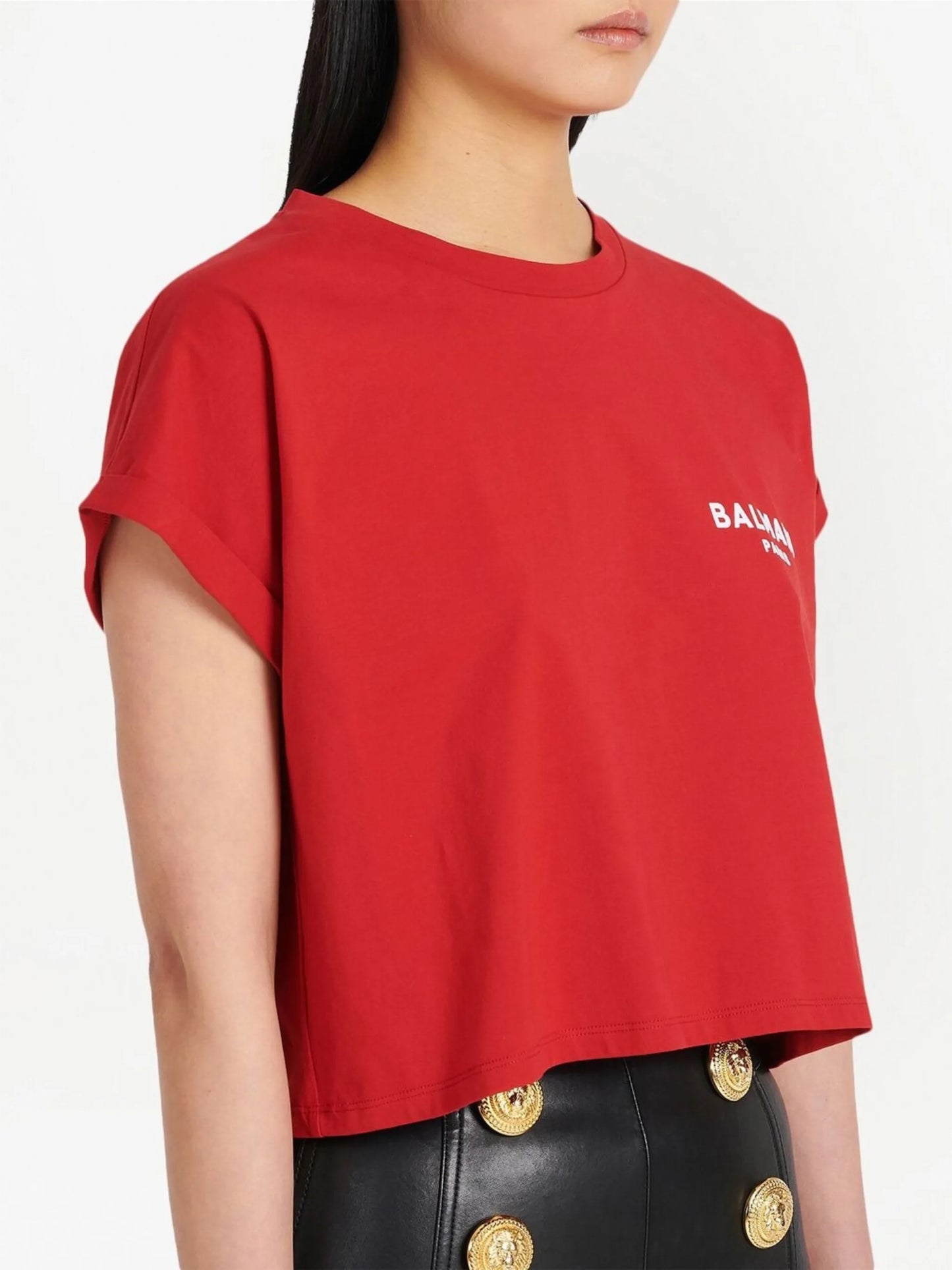 logo-print cropped T-shirt