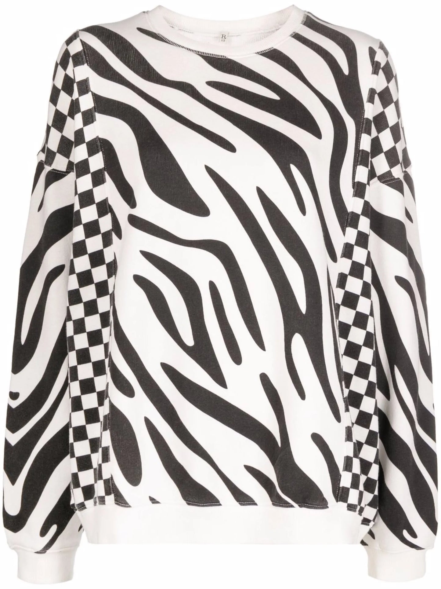 tiger stripe checkerboard pattern sweatshirt