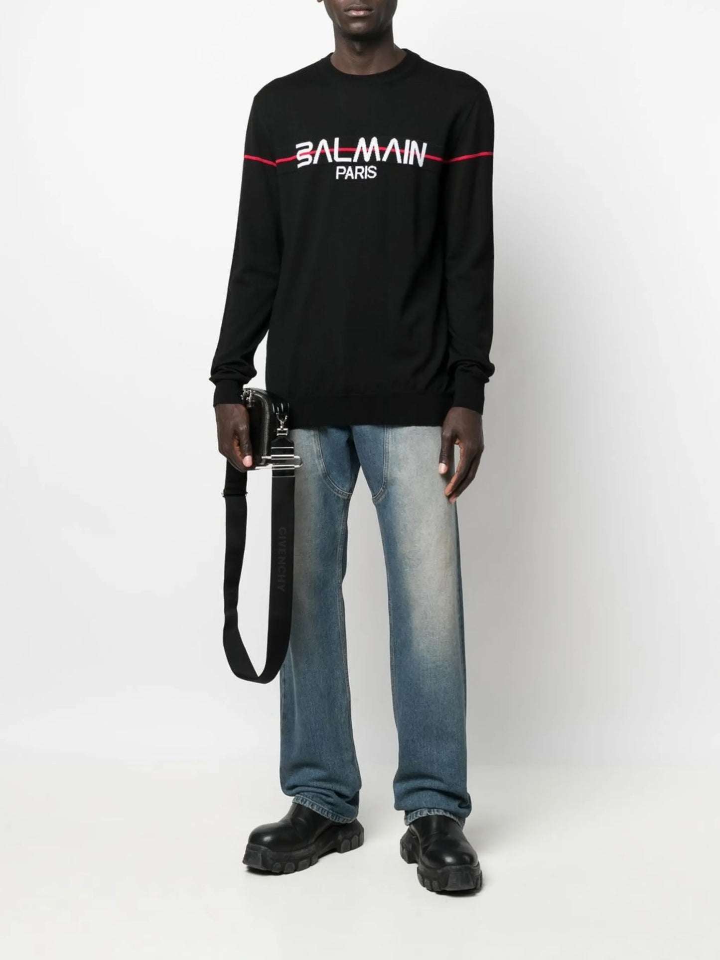 intarsia logo jumper