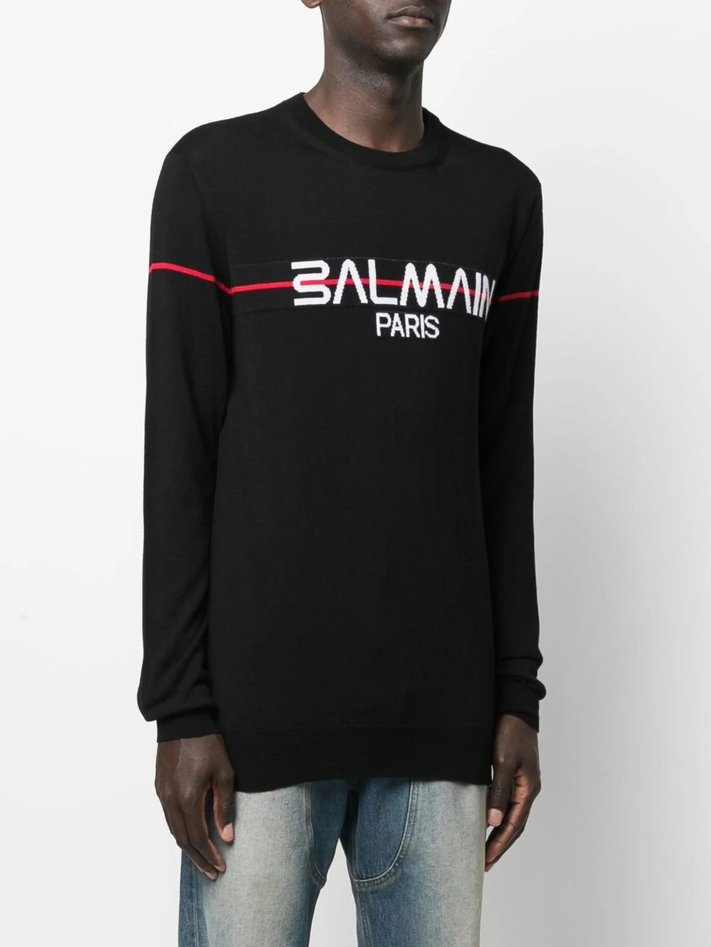 intarsia logo jumper