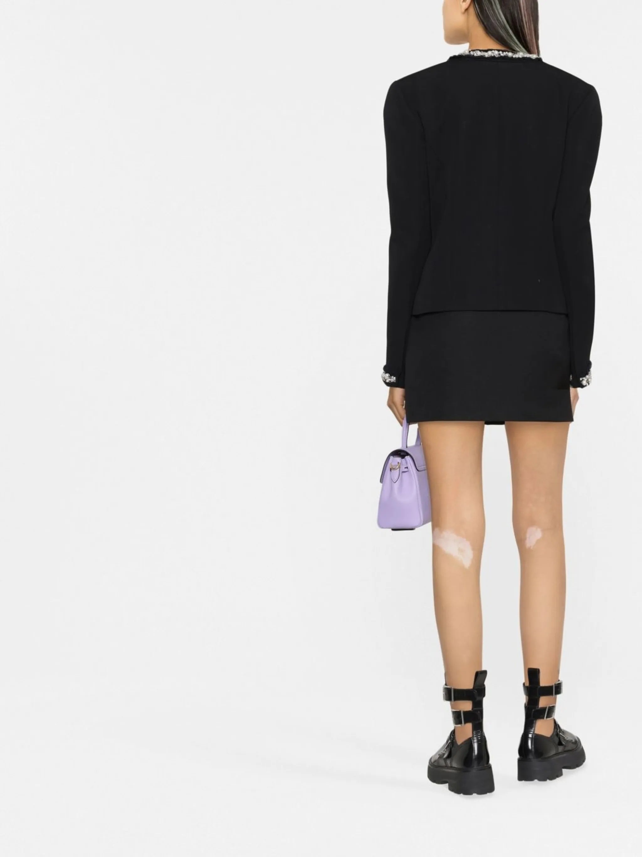 pearl-trim oversized jacket