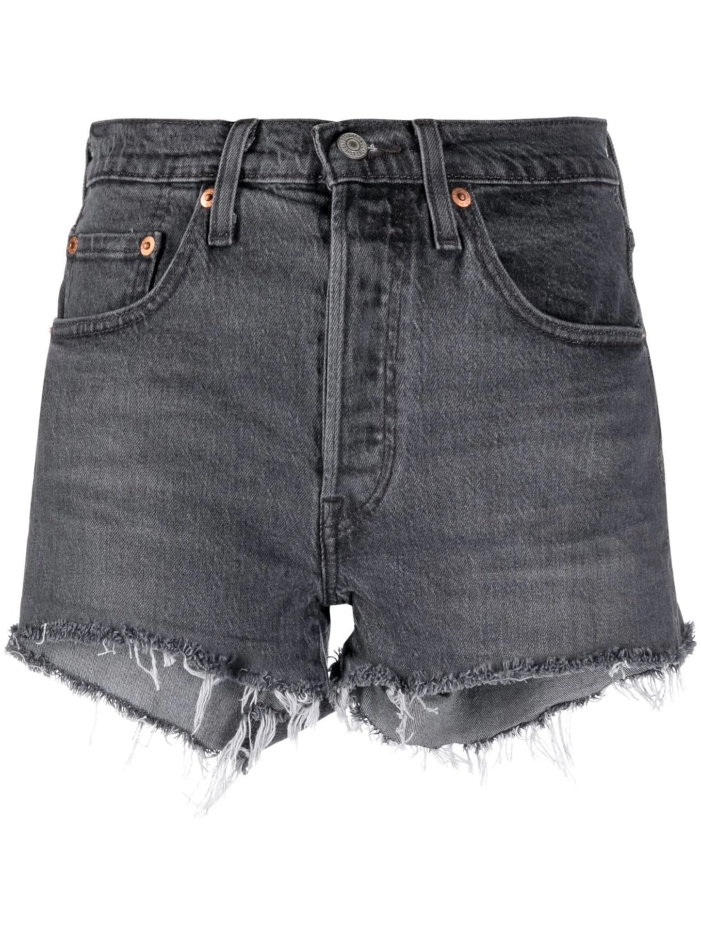 raw-edge denim shorts