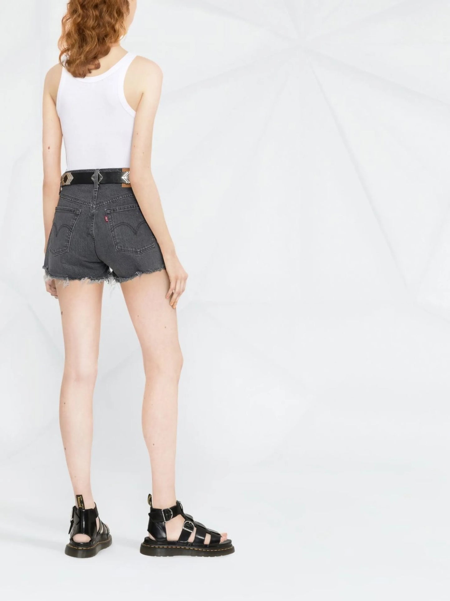 raw-edge denim shorts
