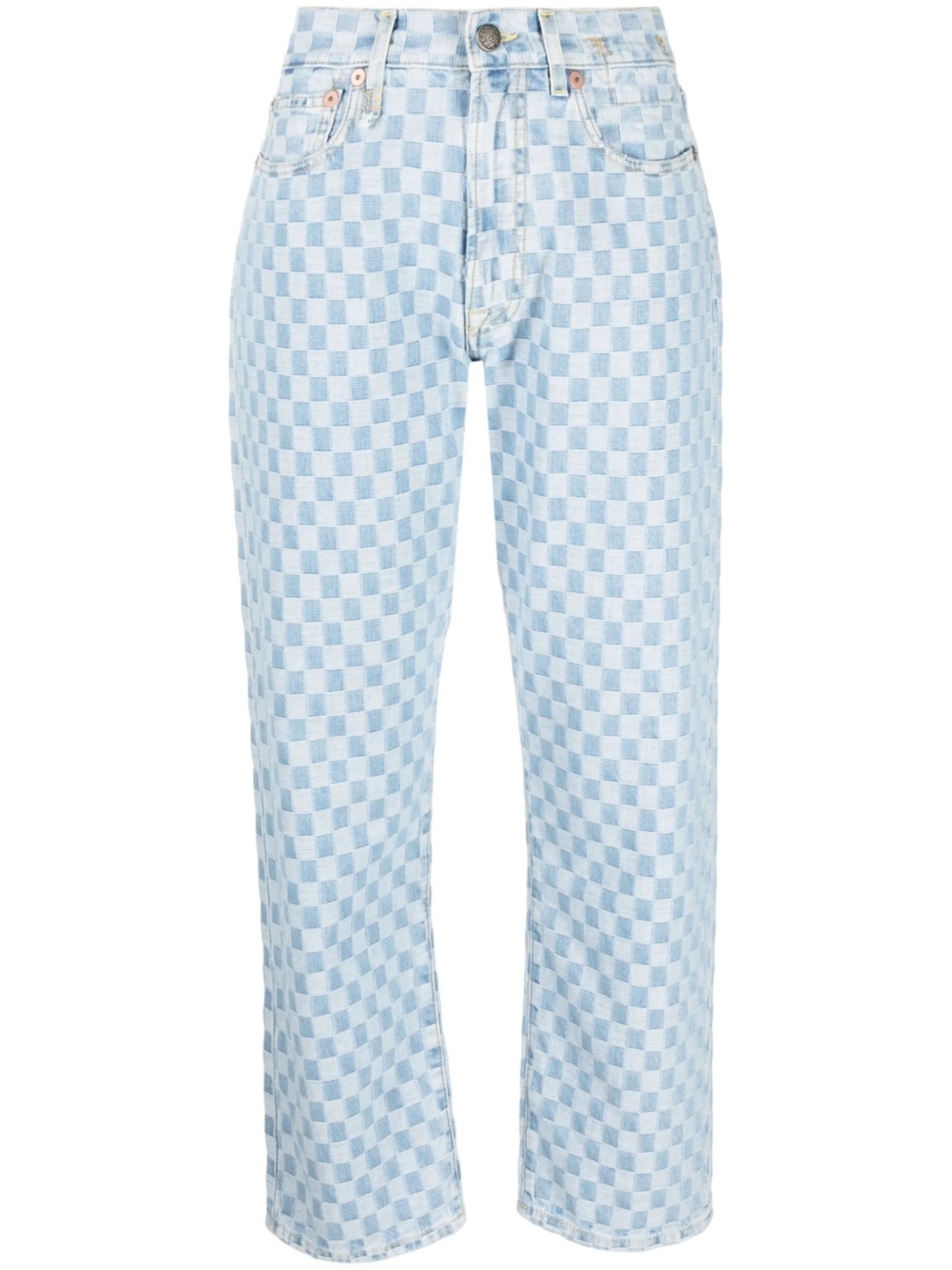 checkerboard boyfriend jeans