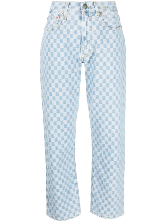 checkerboard boyfriend jeans