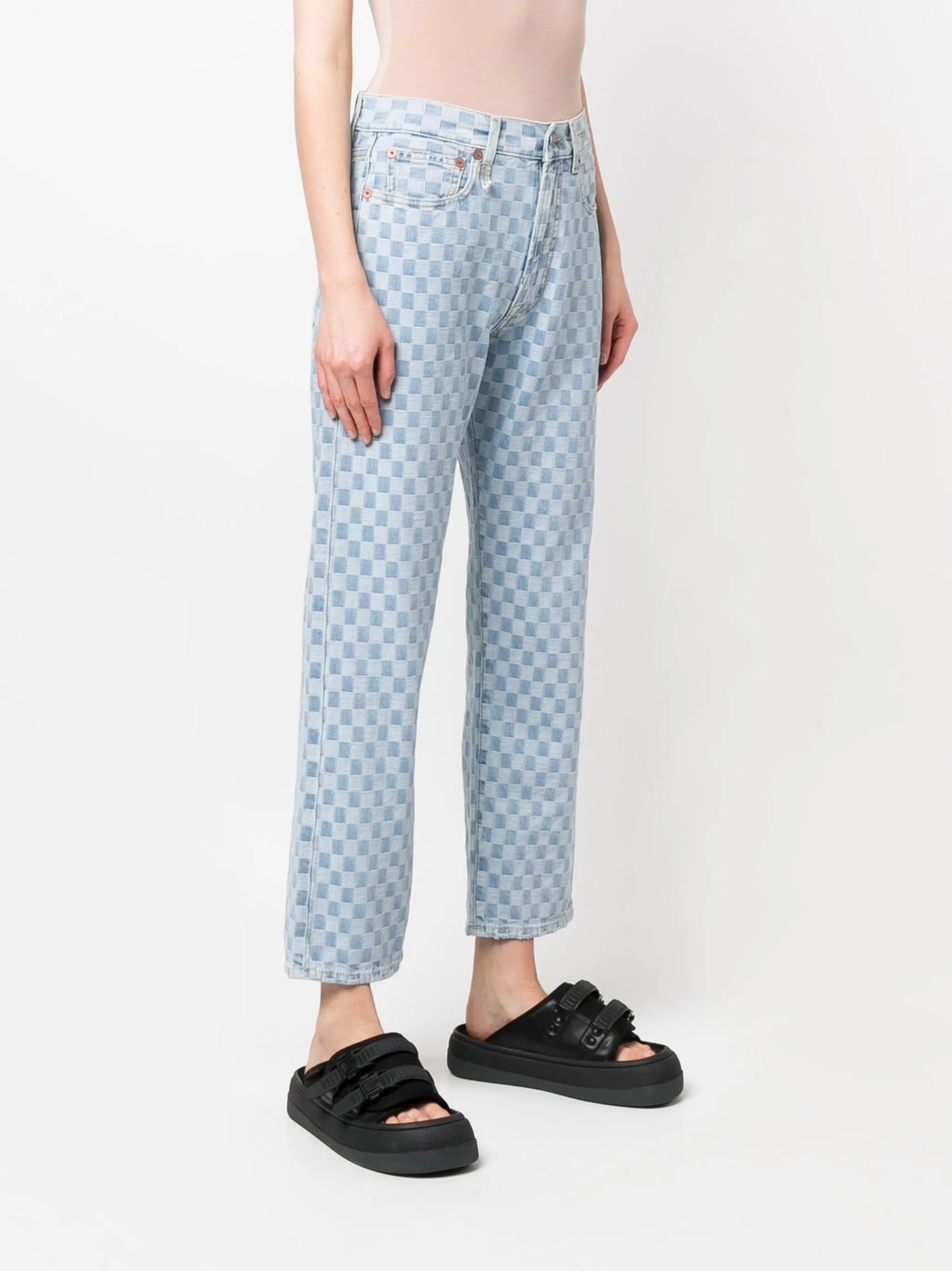 checkerboard boyfriend jeans