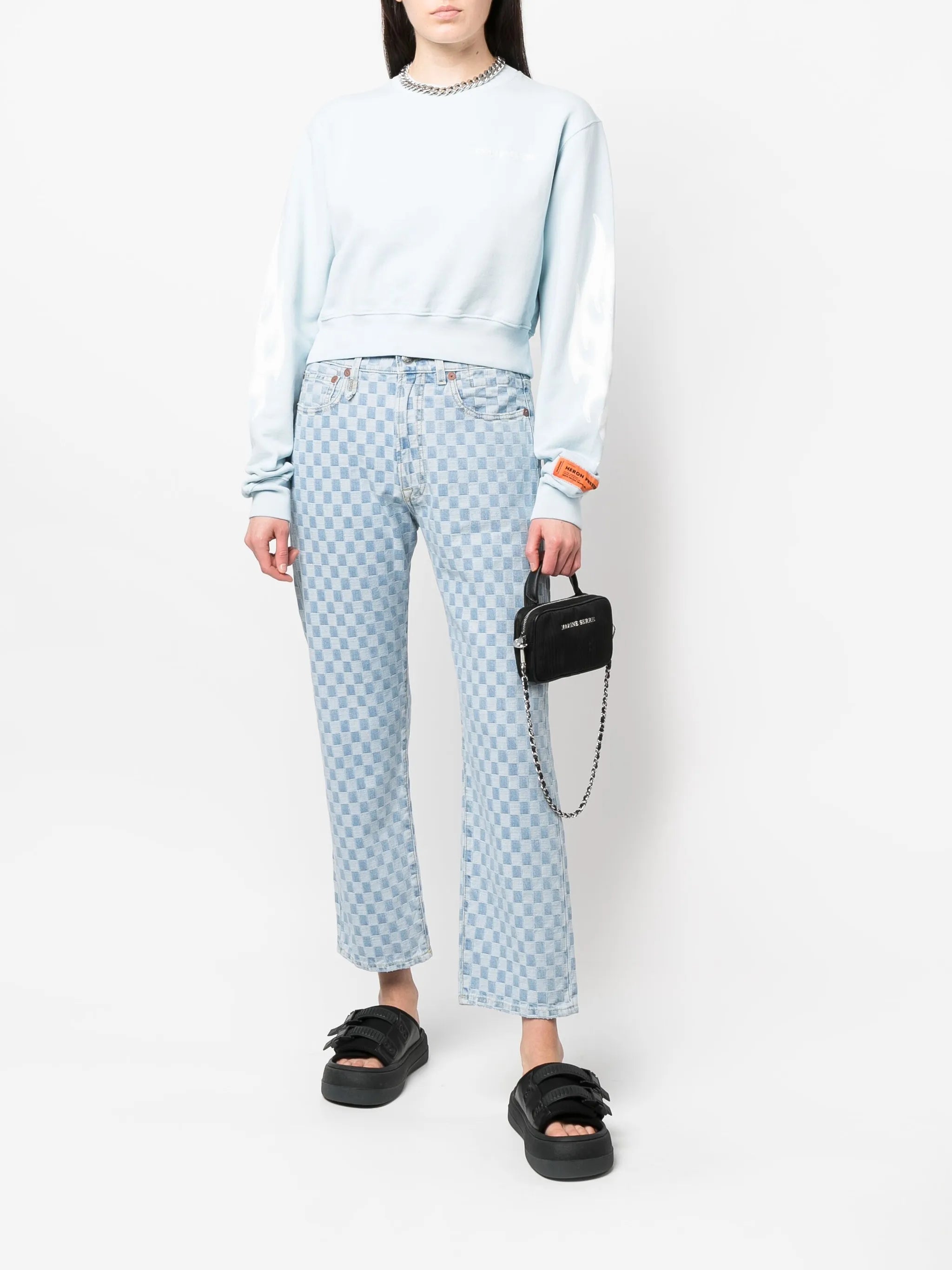 checkerboard boyfriend jeans