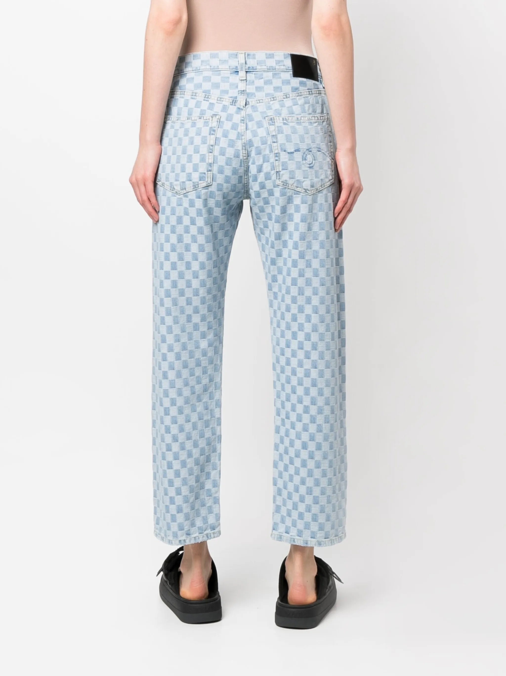 checkerboard boyfriend jeans