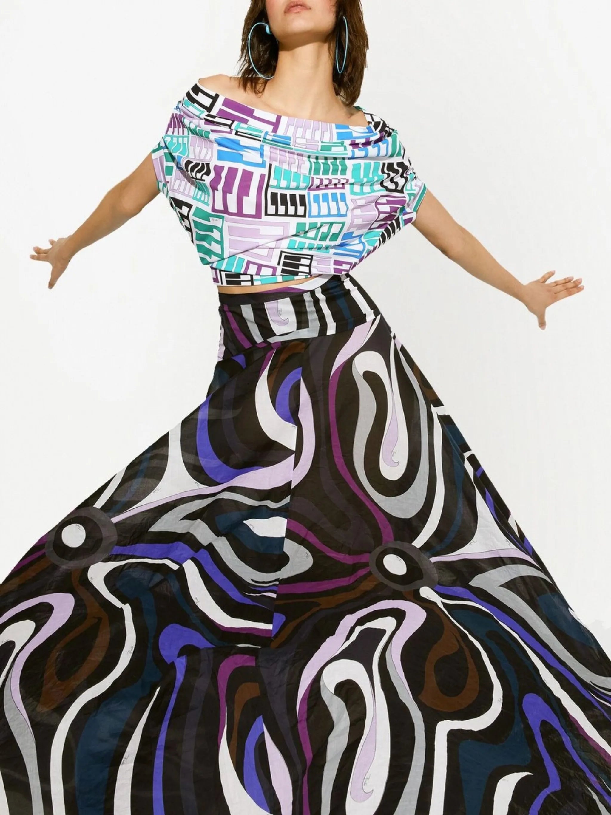 Marmo-print maxi skirt