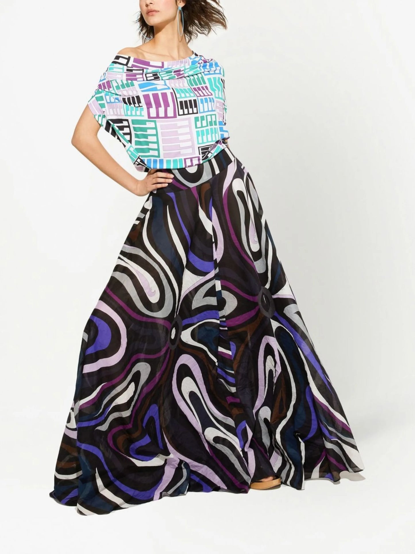 Marmo-print maxi skirt