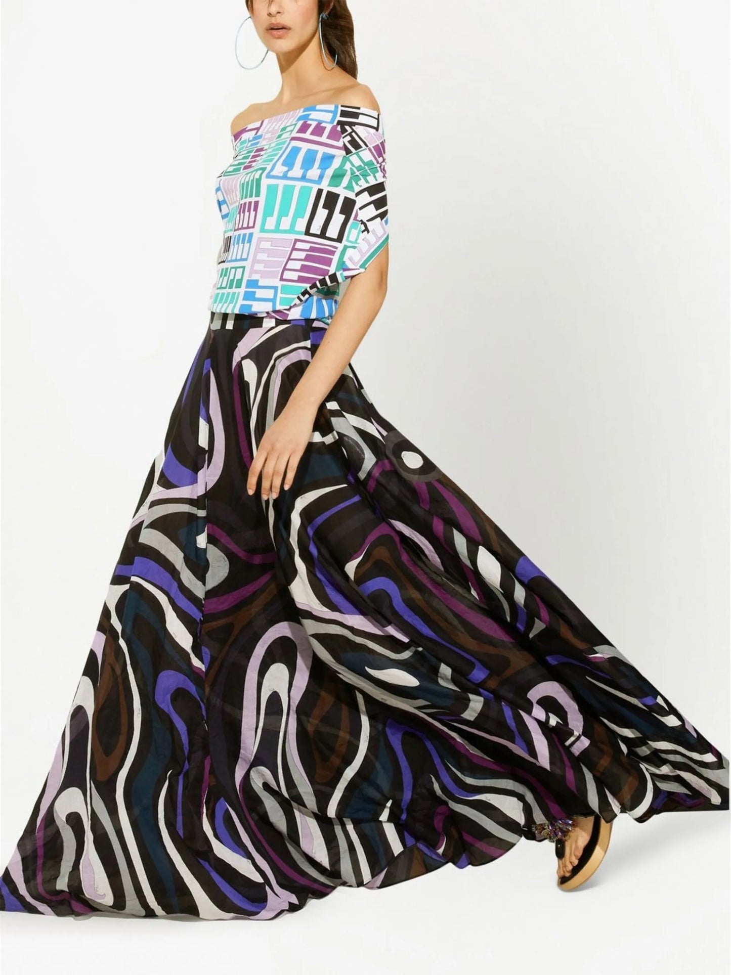 Marmo-print maxi skirt
