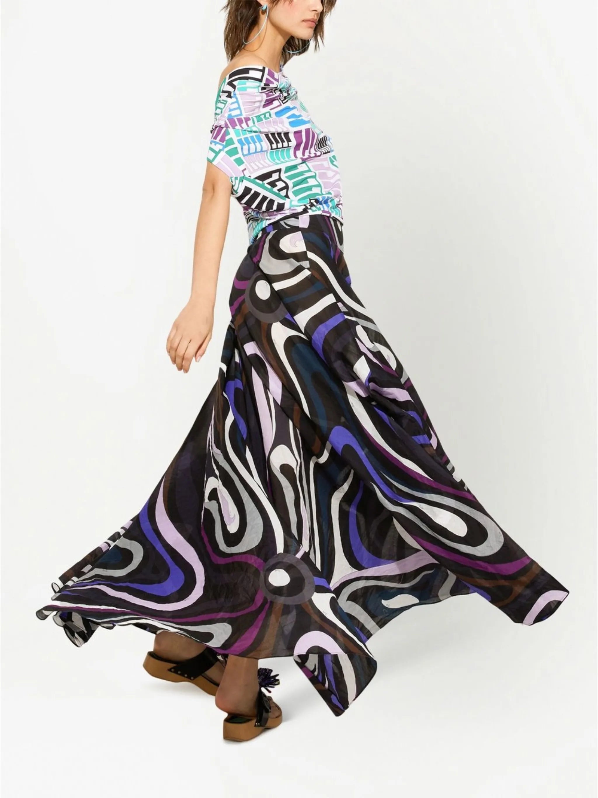 Marmo-print maxi skirt