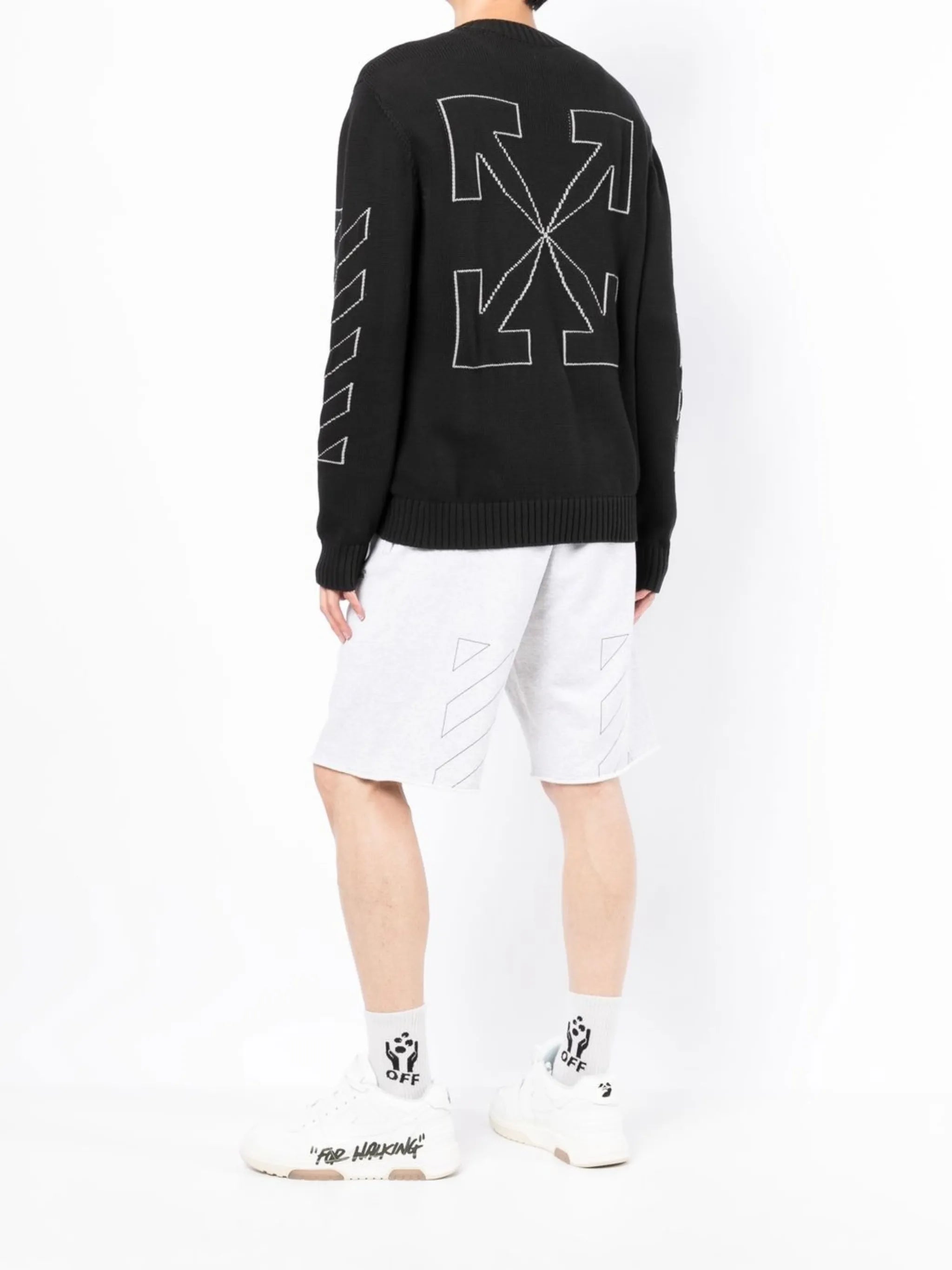 arrow-print crew-neck jumper