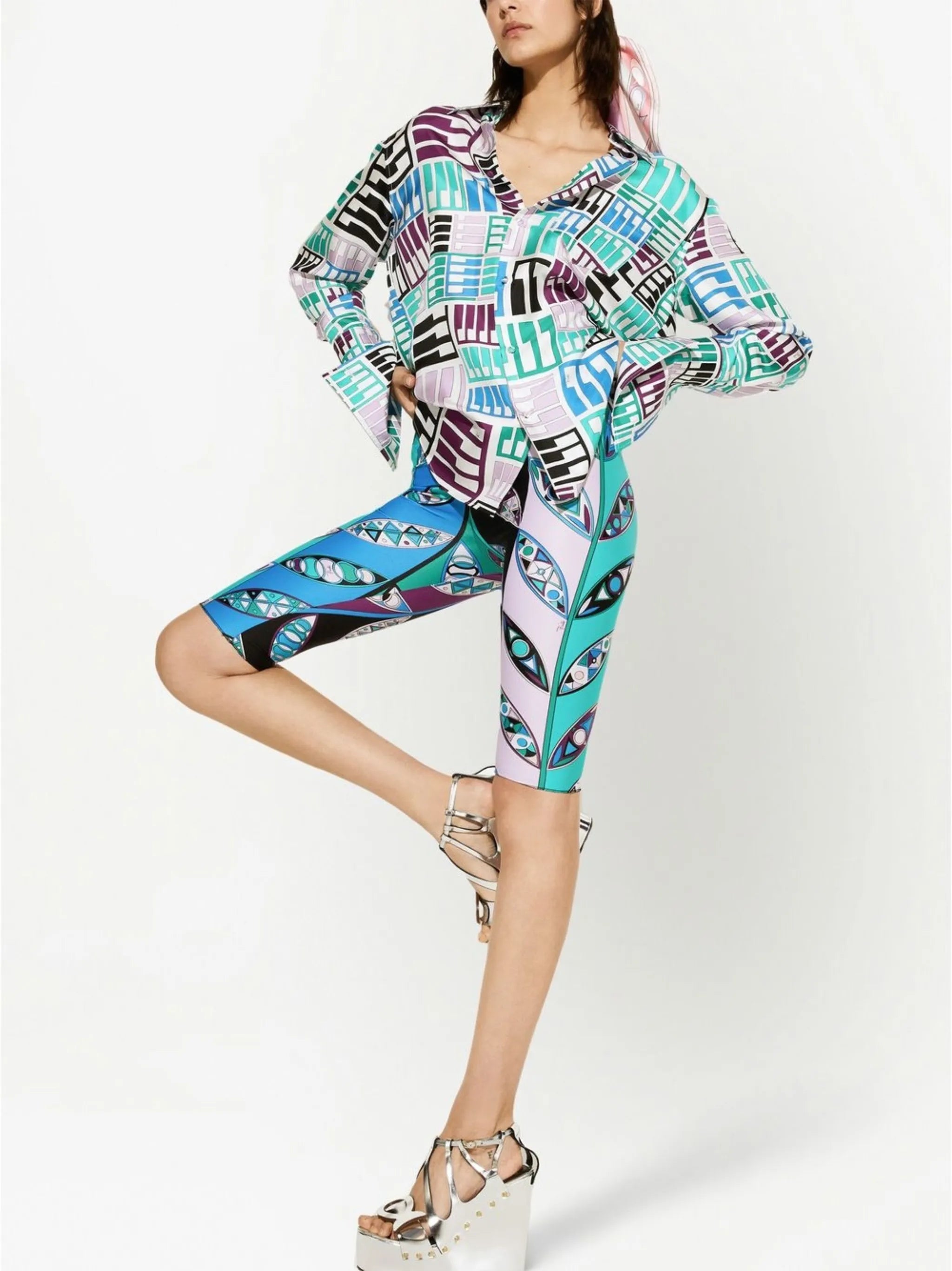 Girandole-print cropped leggings