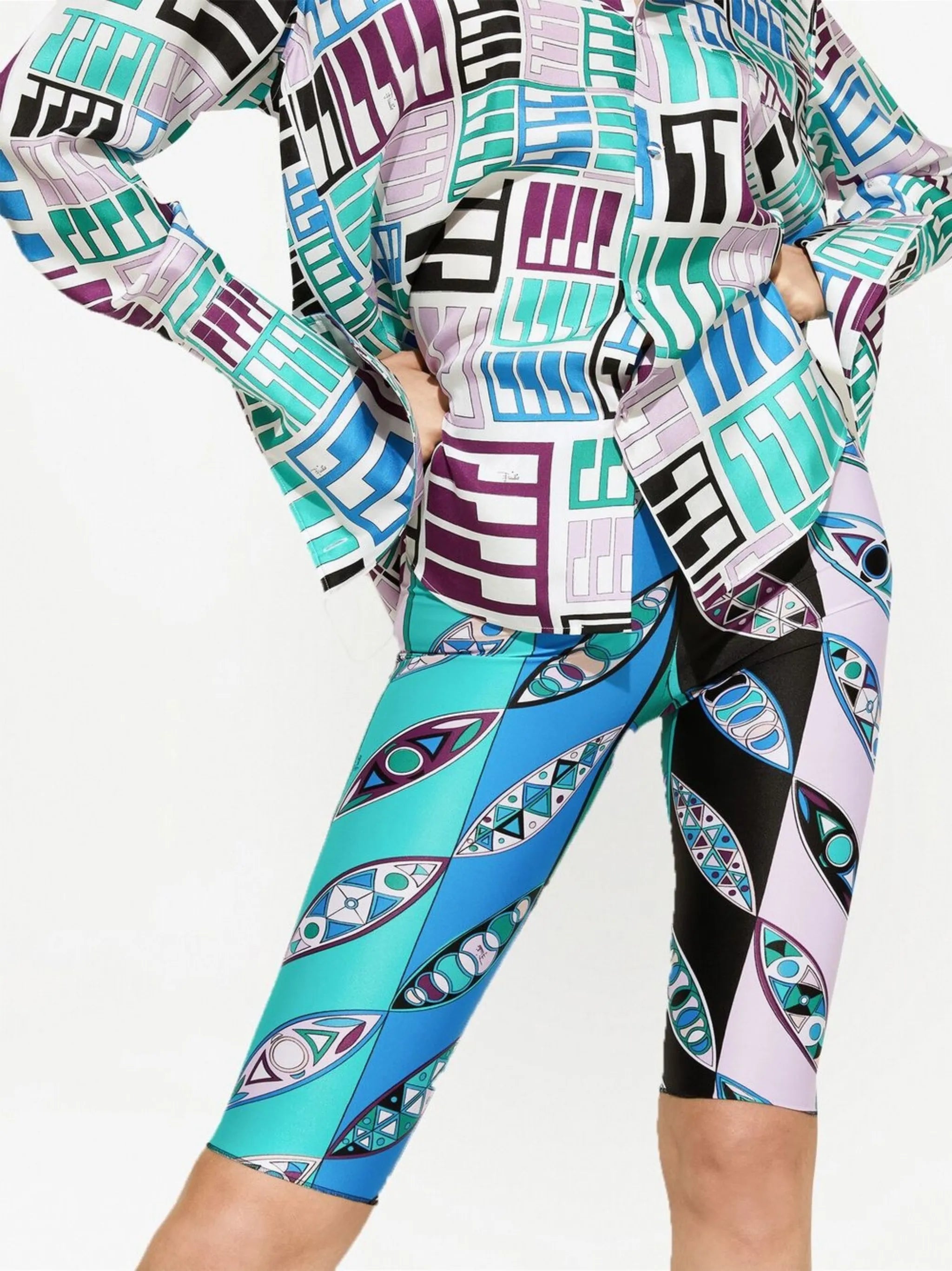 Girandole-print cropped leggings