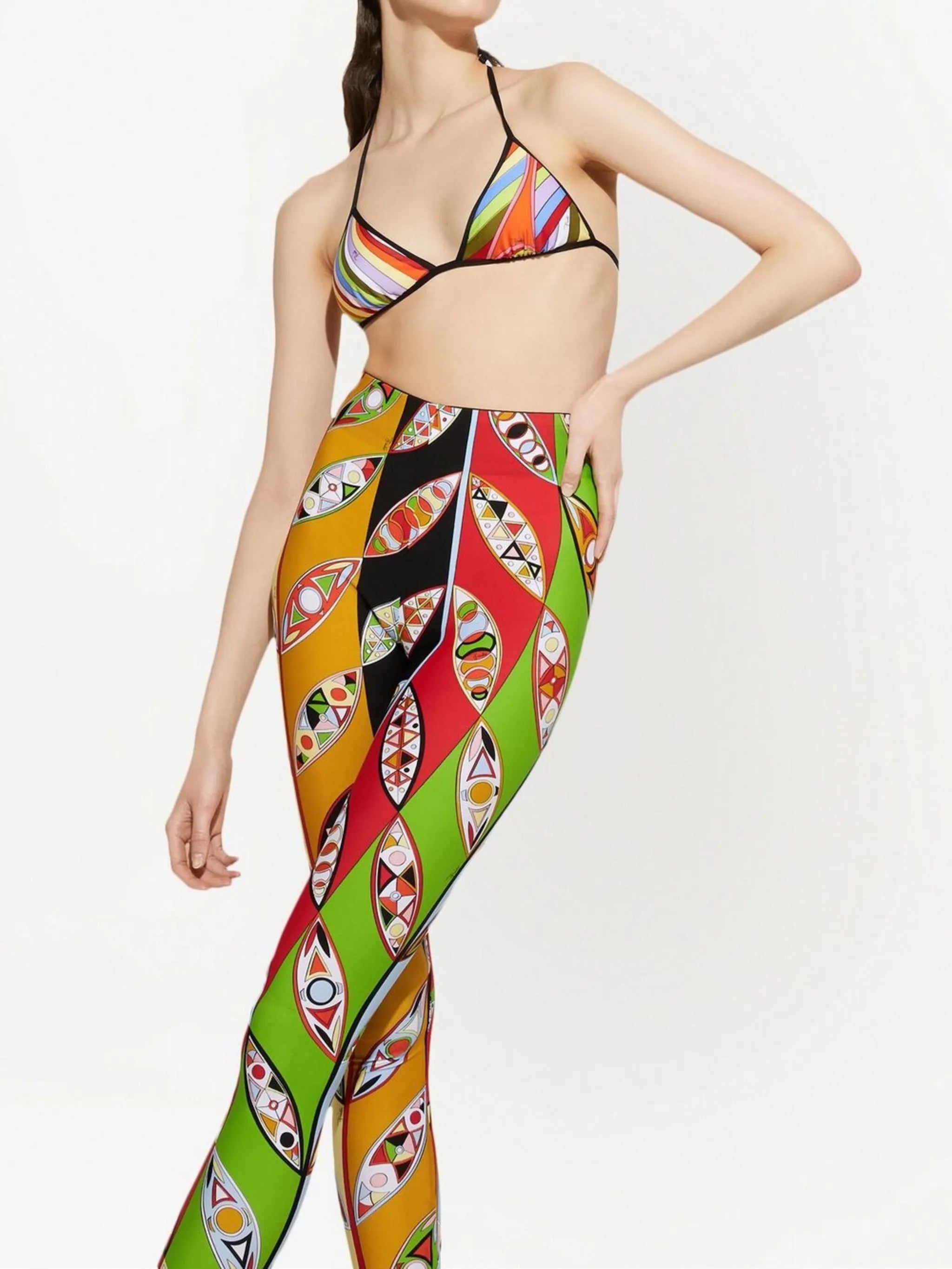 Iride-print triangle bikini top