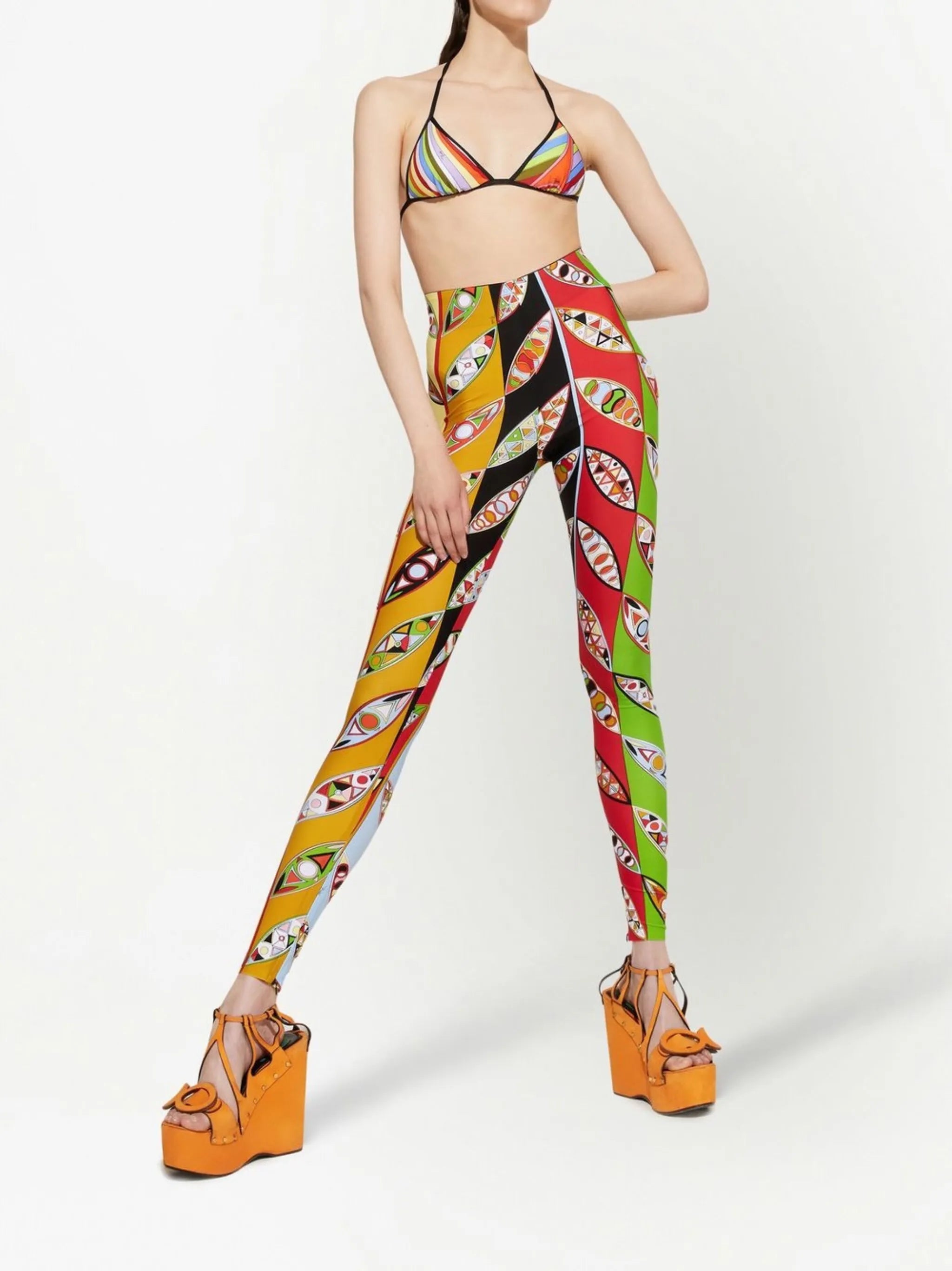 Iride-print triangle bikini top