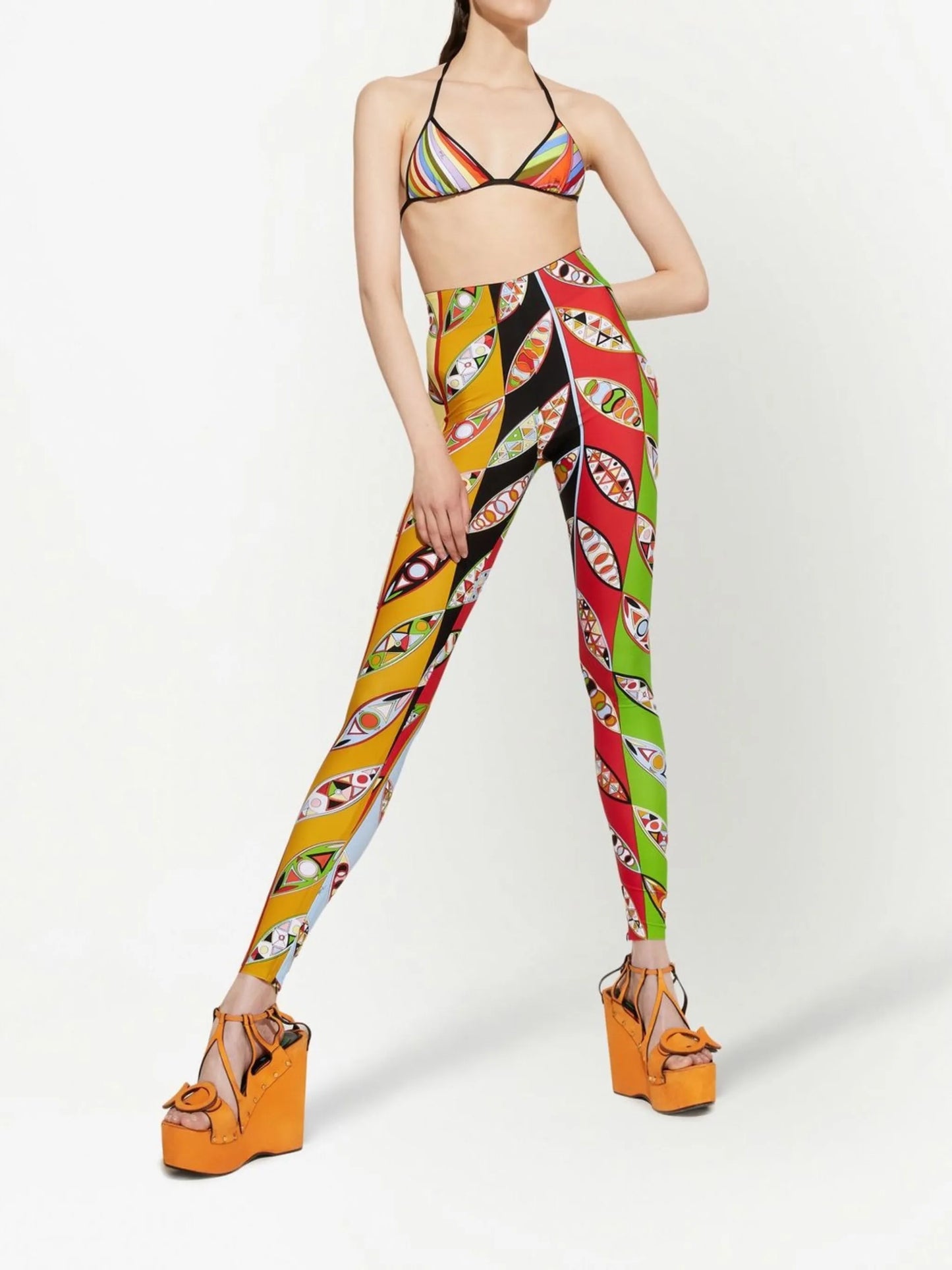 Iride-print triangle bikini top