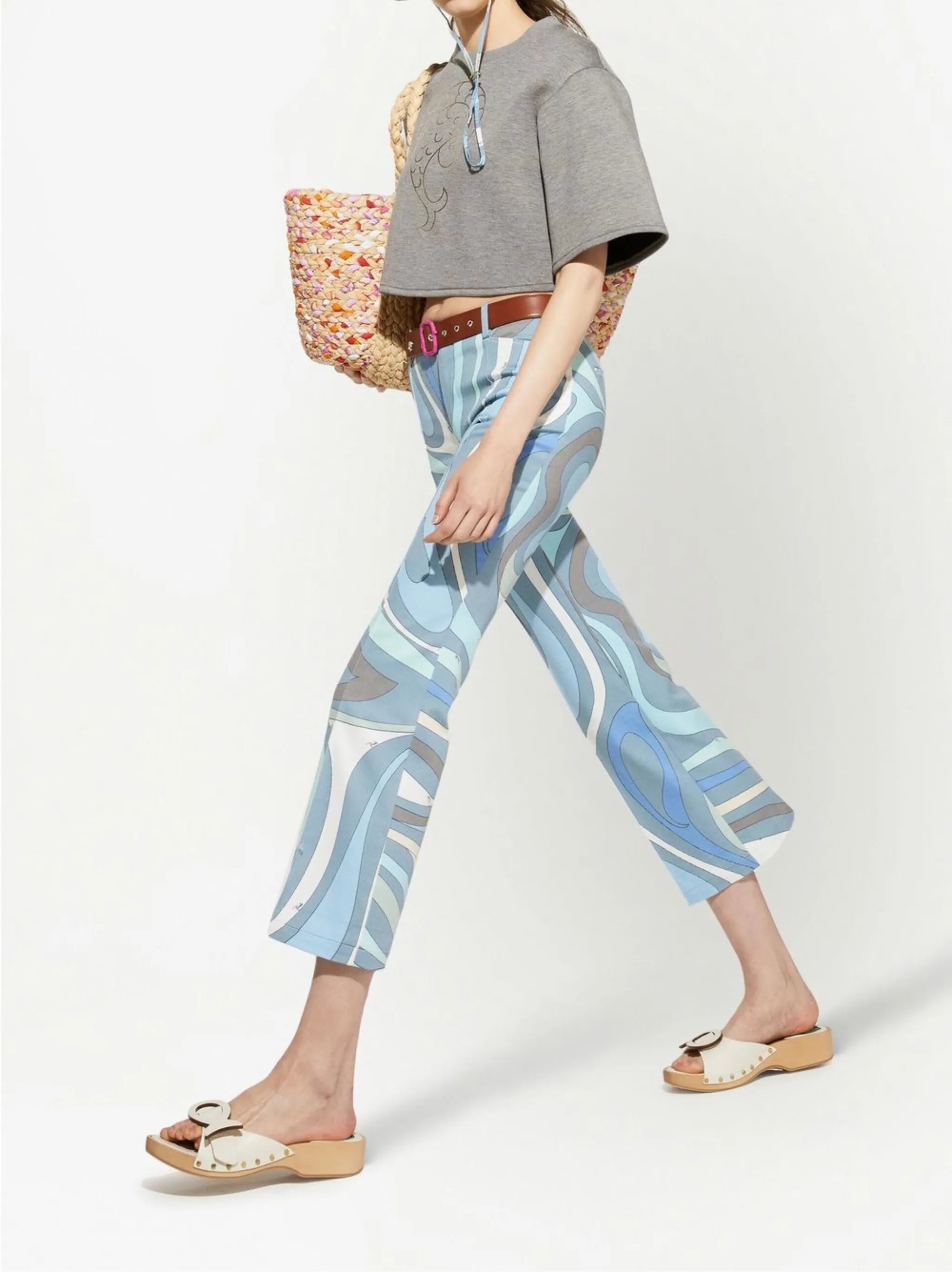 graphic-print cropped trousers