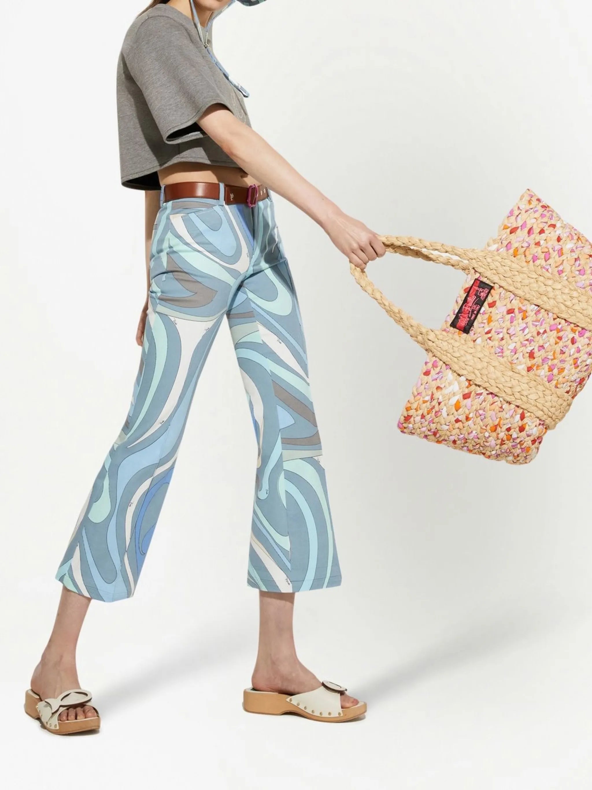 graphic-print cropped trousers