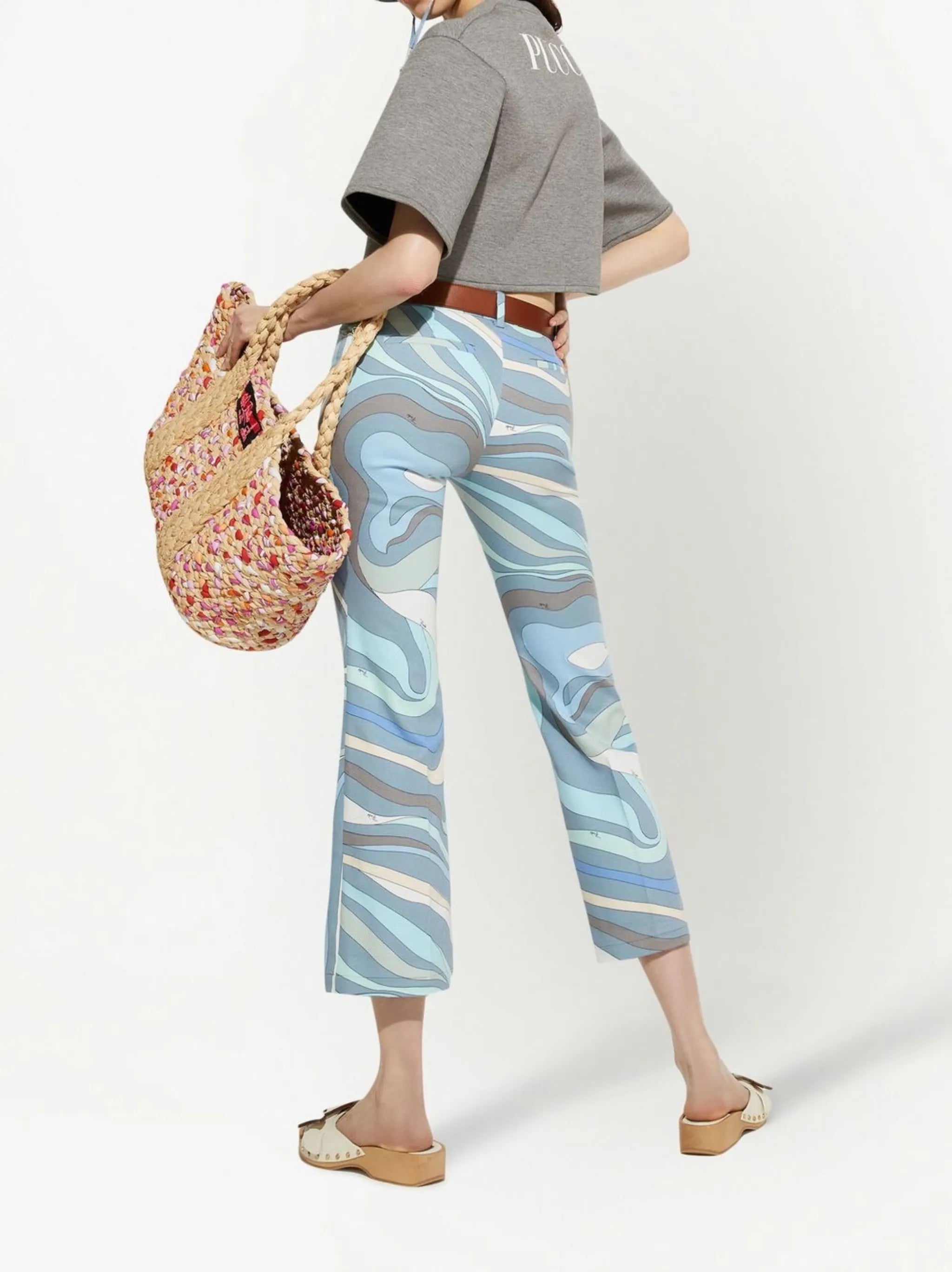 graphic-print cropped trousers