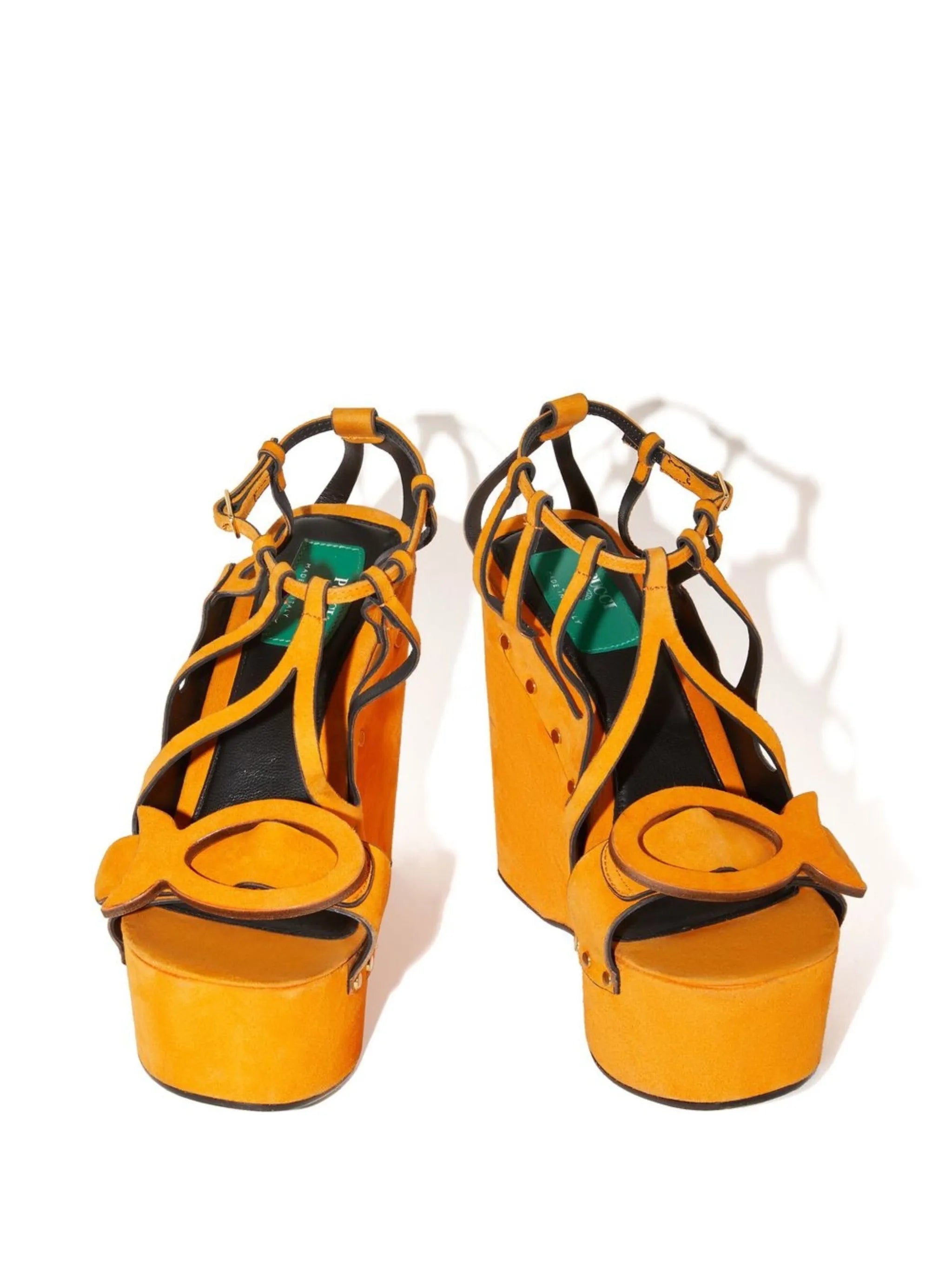 fish-detail cut-out wedge sandals