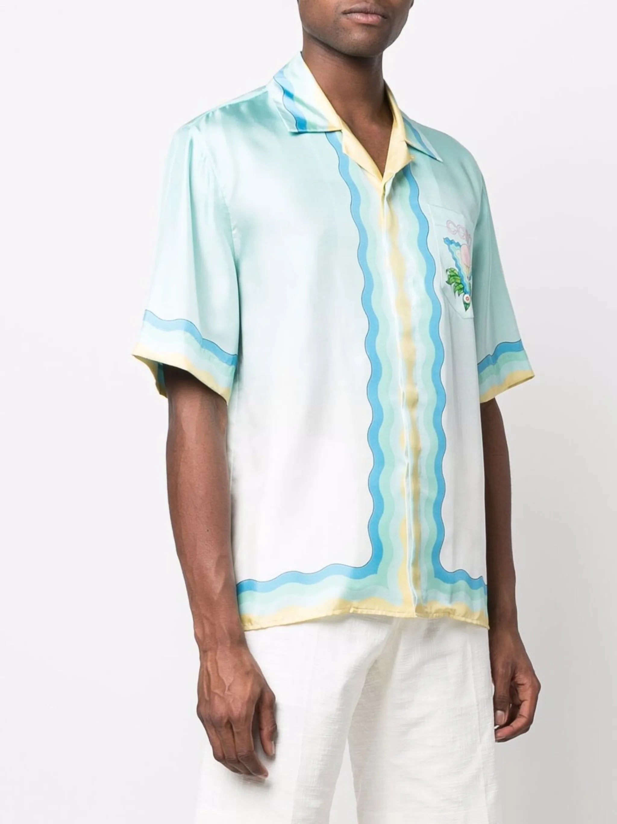 wave-logo print silk shirt