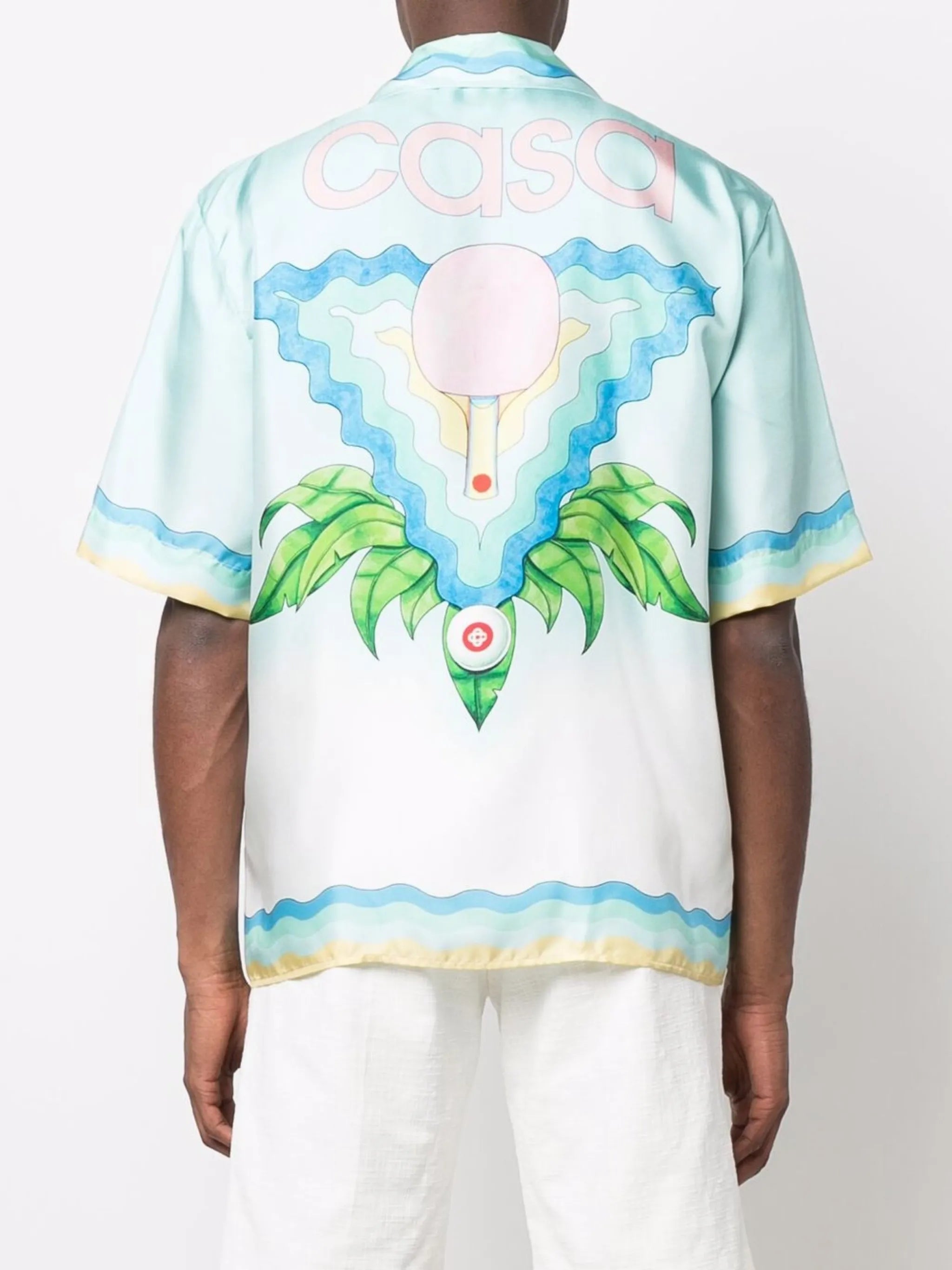 wave-logo print silk shirt