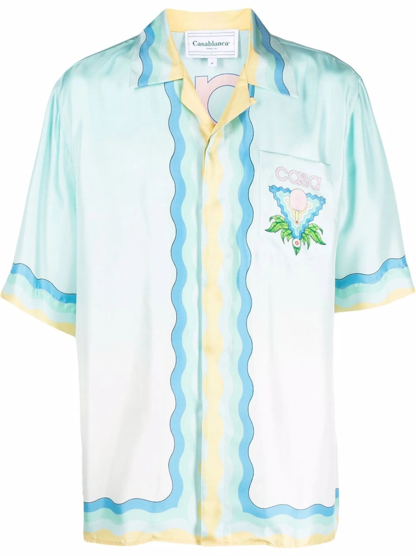 wave-logo print silk shirt