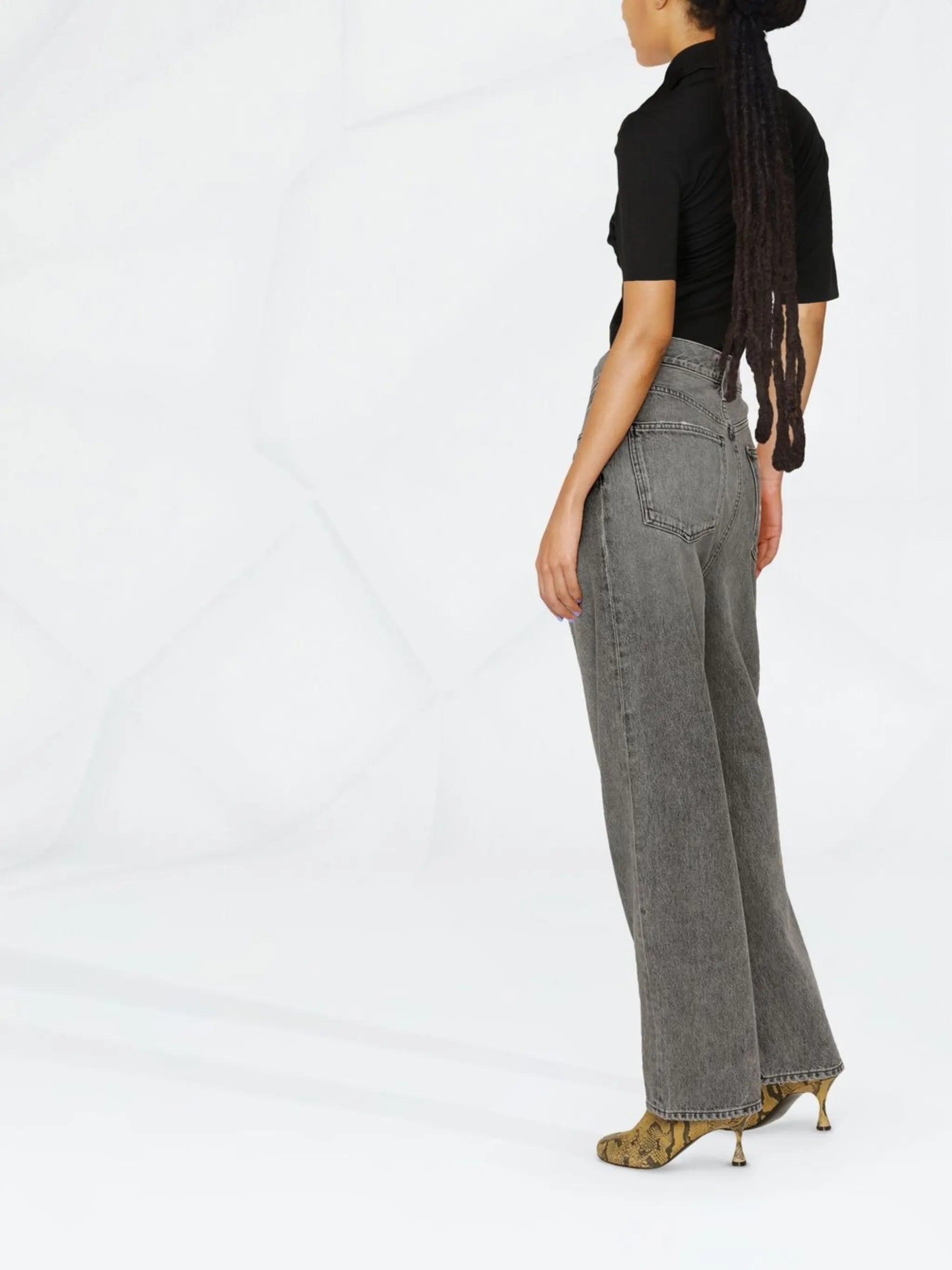 high-rise straight-leg jeans