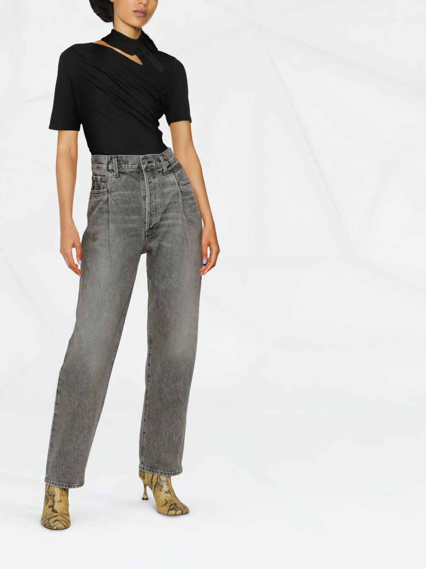 high-rise straight-leg jeans