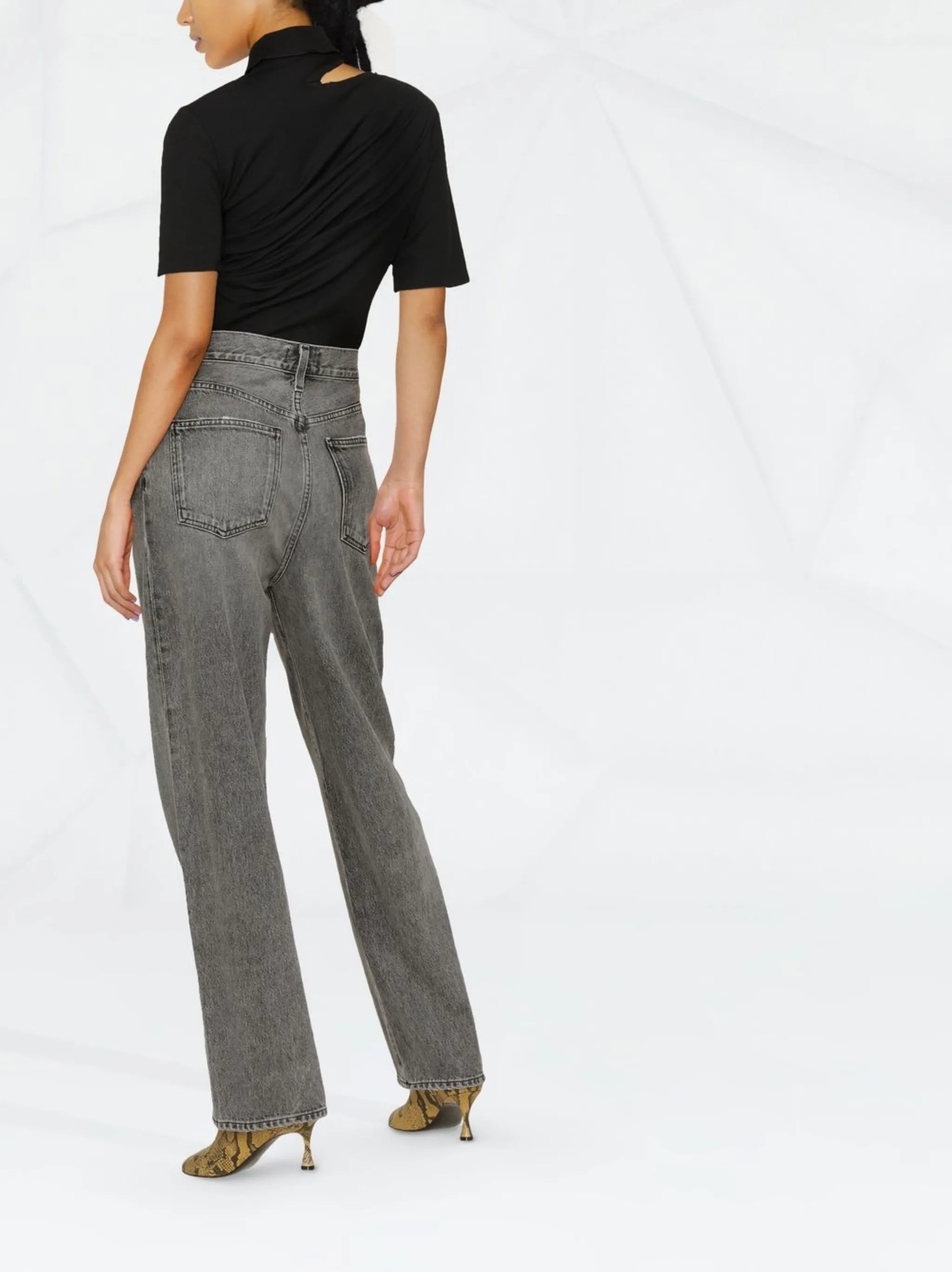 high-rise straight-leg jeans