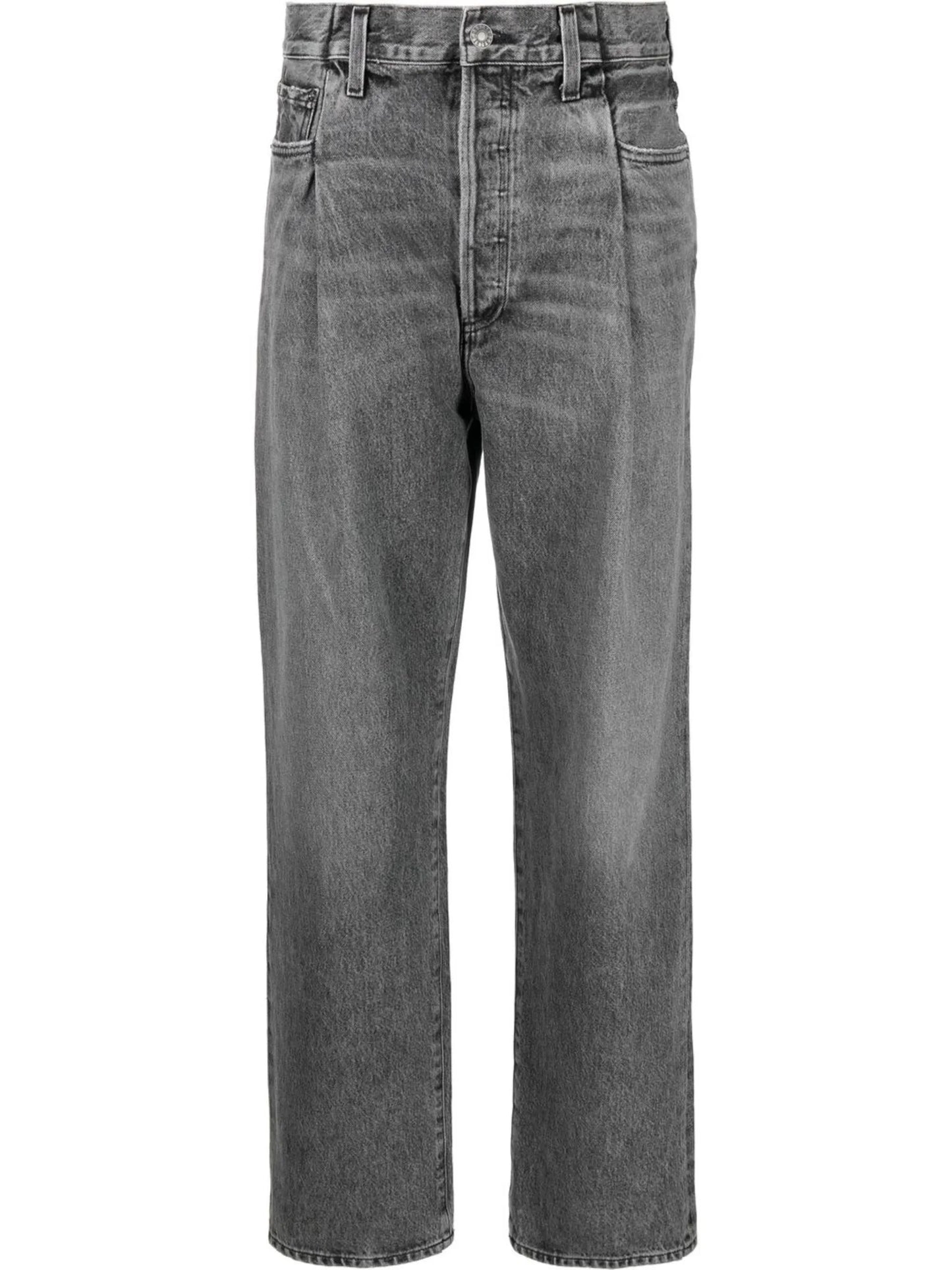 high-rise straight-leg jeans