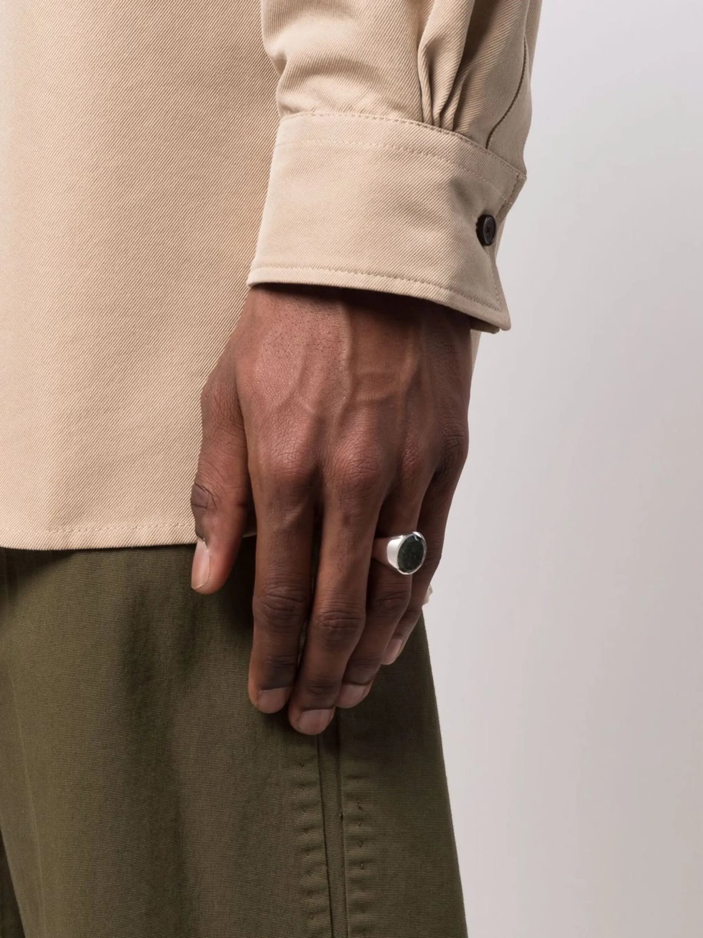 oval green marble ring