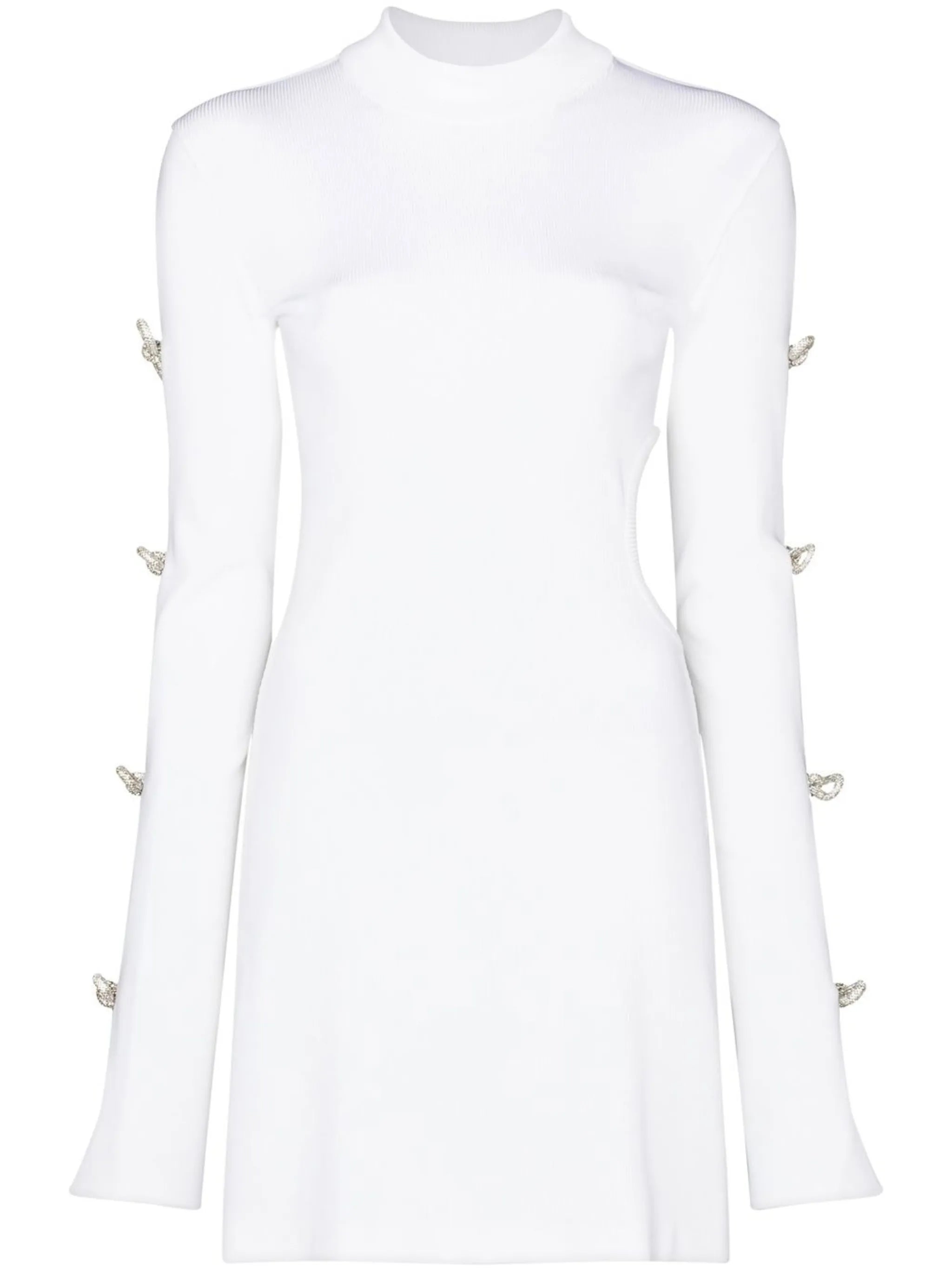 crystal bows cut-out mini-dress