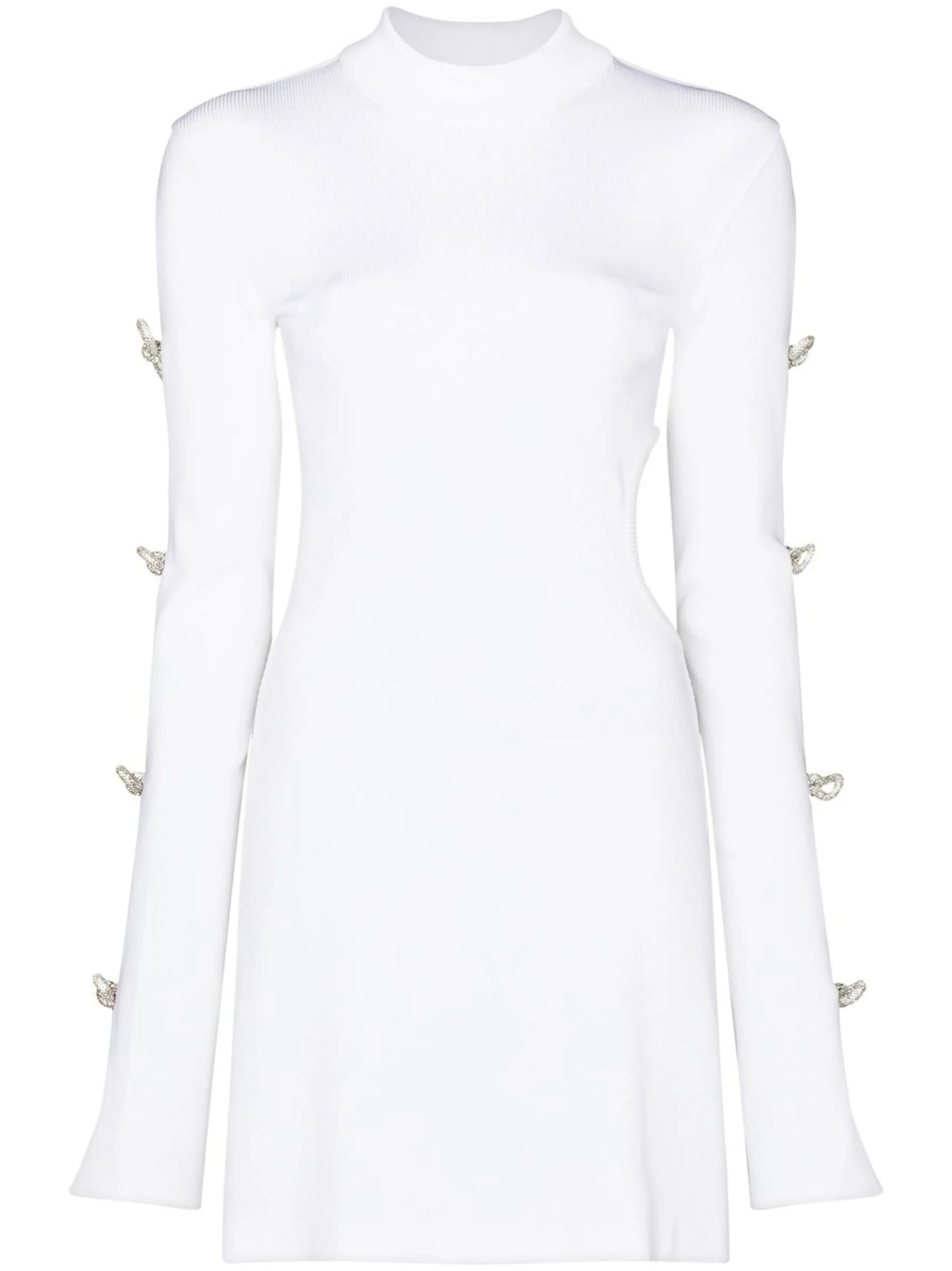 crystal bows cut-out mini-dress