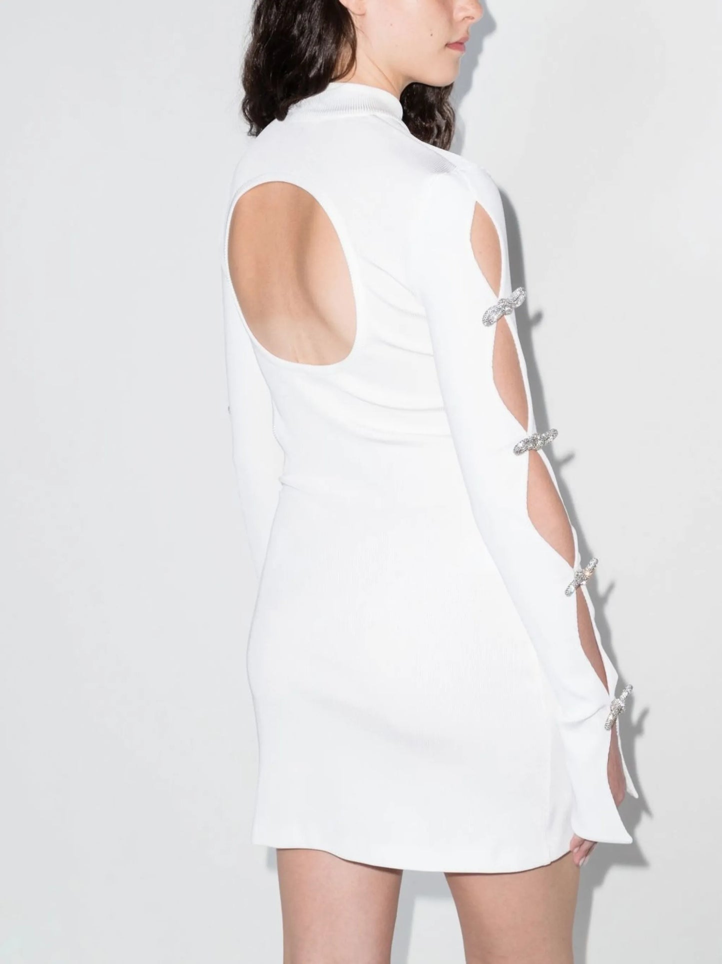 crystal bows cut-out mini-dress