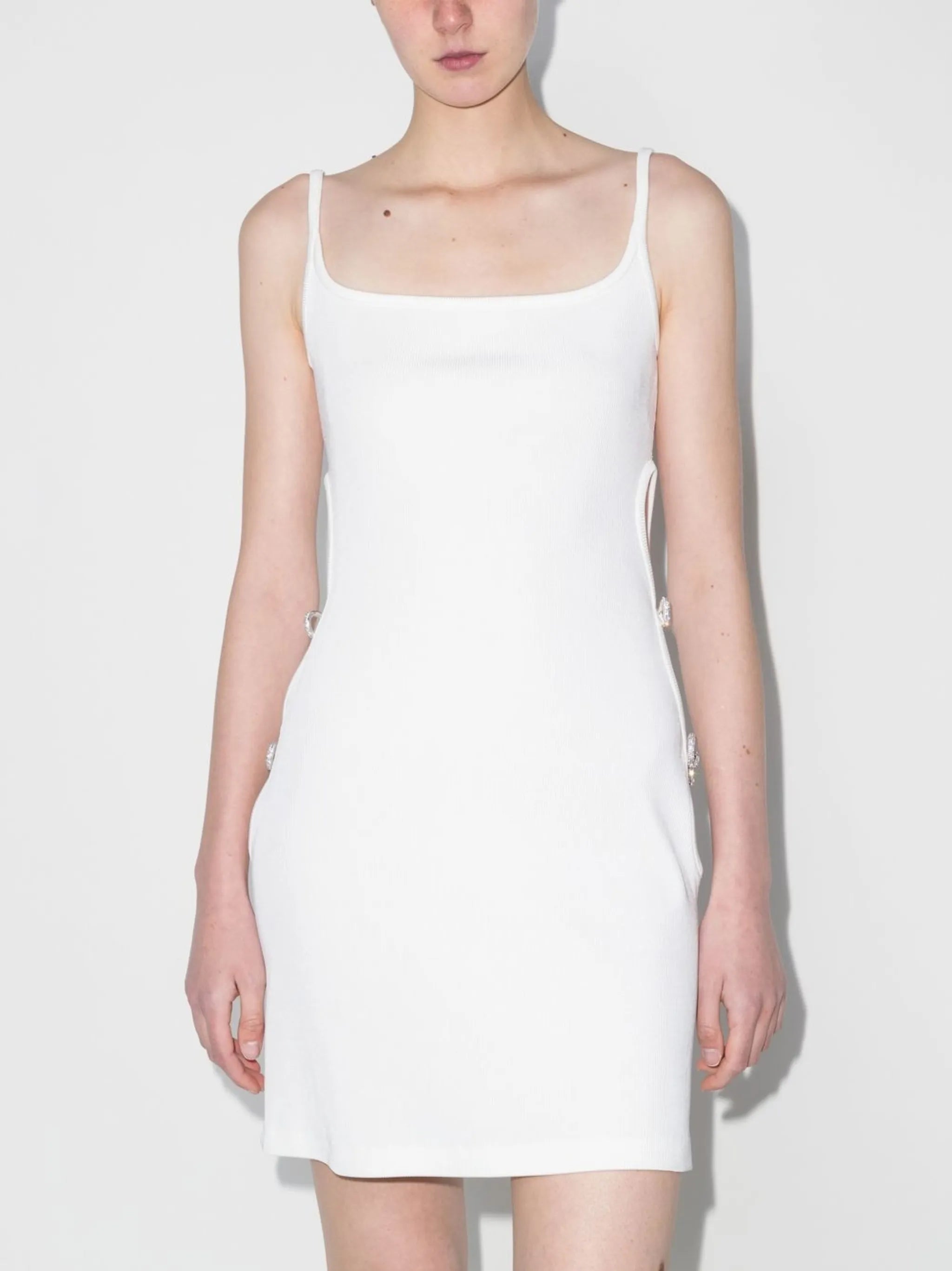 crystal-bow cutout minidress