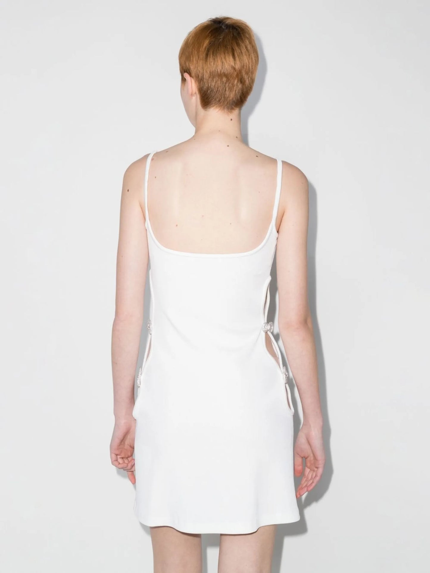 crystal-bow cutout minidress