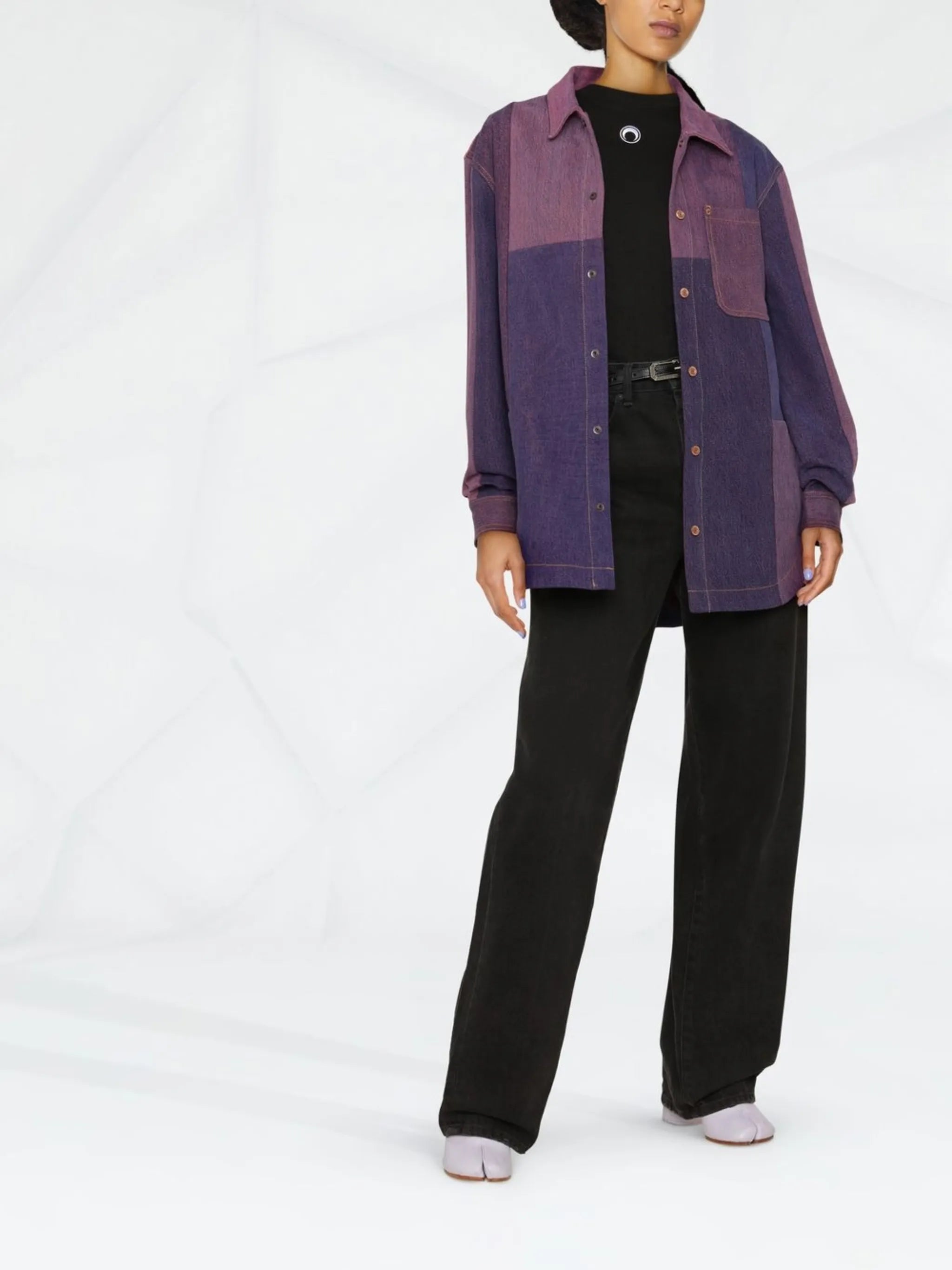 patchwork logo-print shirt