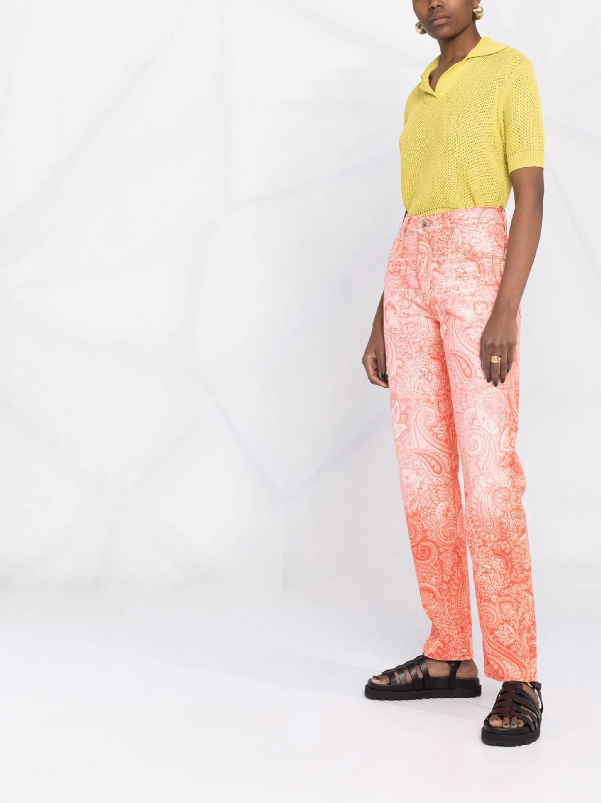 paisley-print straight-leg trousers