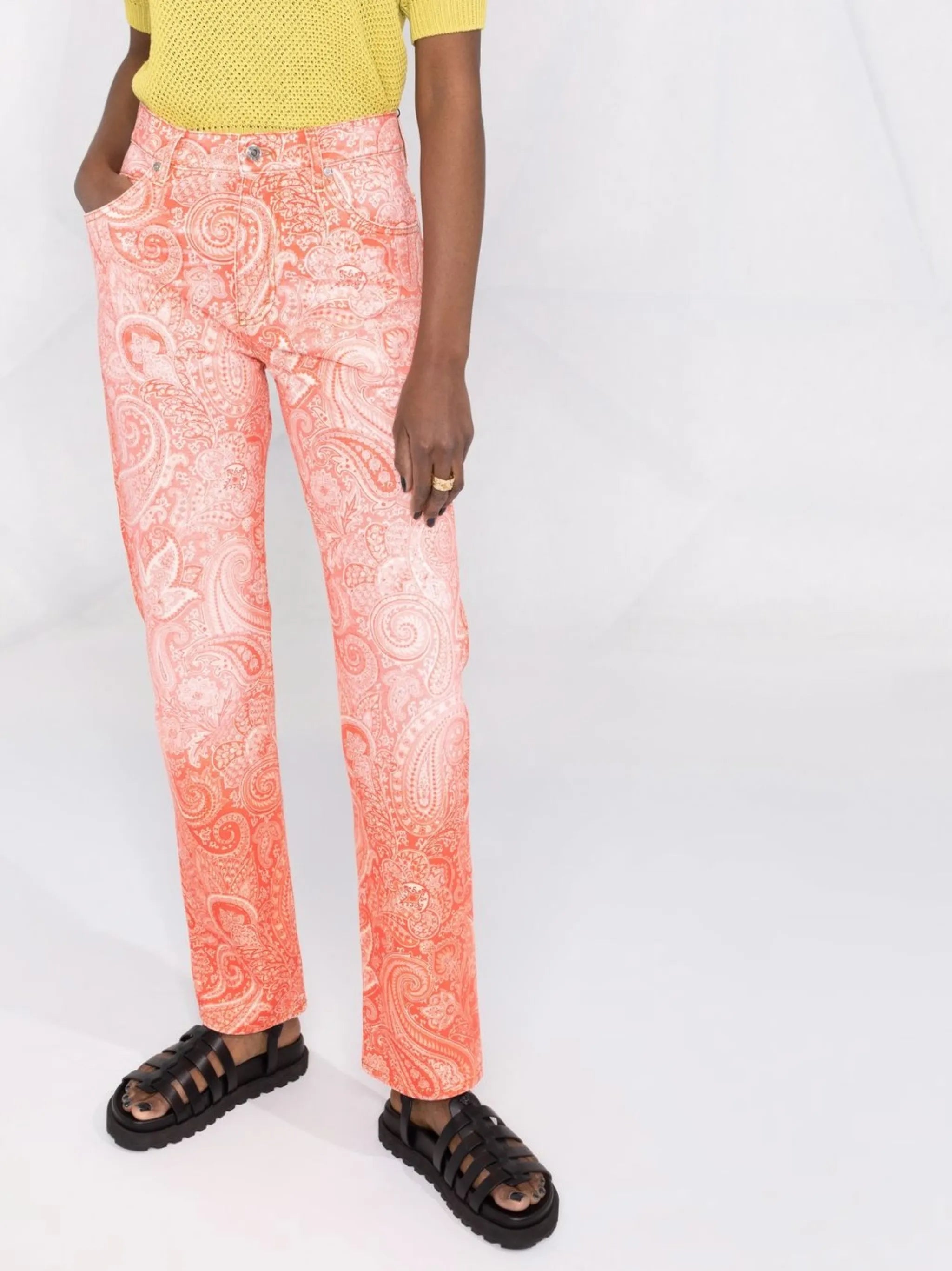 paisley-print straight-leg trousers