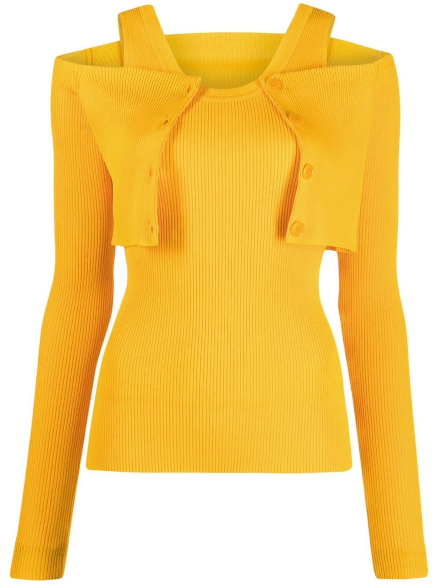 layered cold-shoulder jumper
